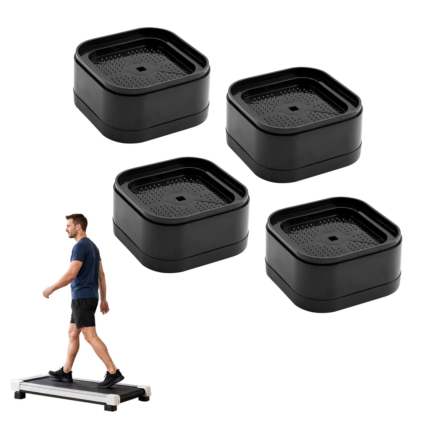 OPSJRNDUSK 4PCS Treadmill Incline Riser Blocks, Stackable Walking Pad Incline Blocks for Leveling & Uphill Training, Textured Support Pads for Home Gym Treadmill Accessories