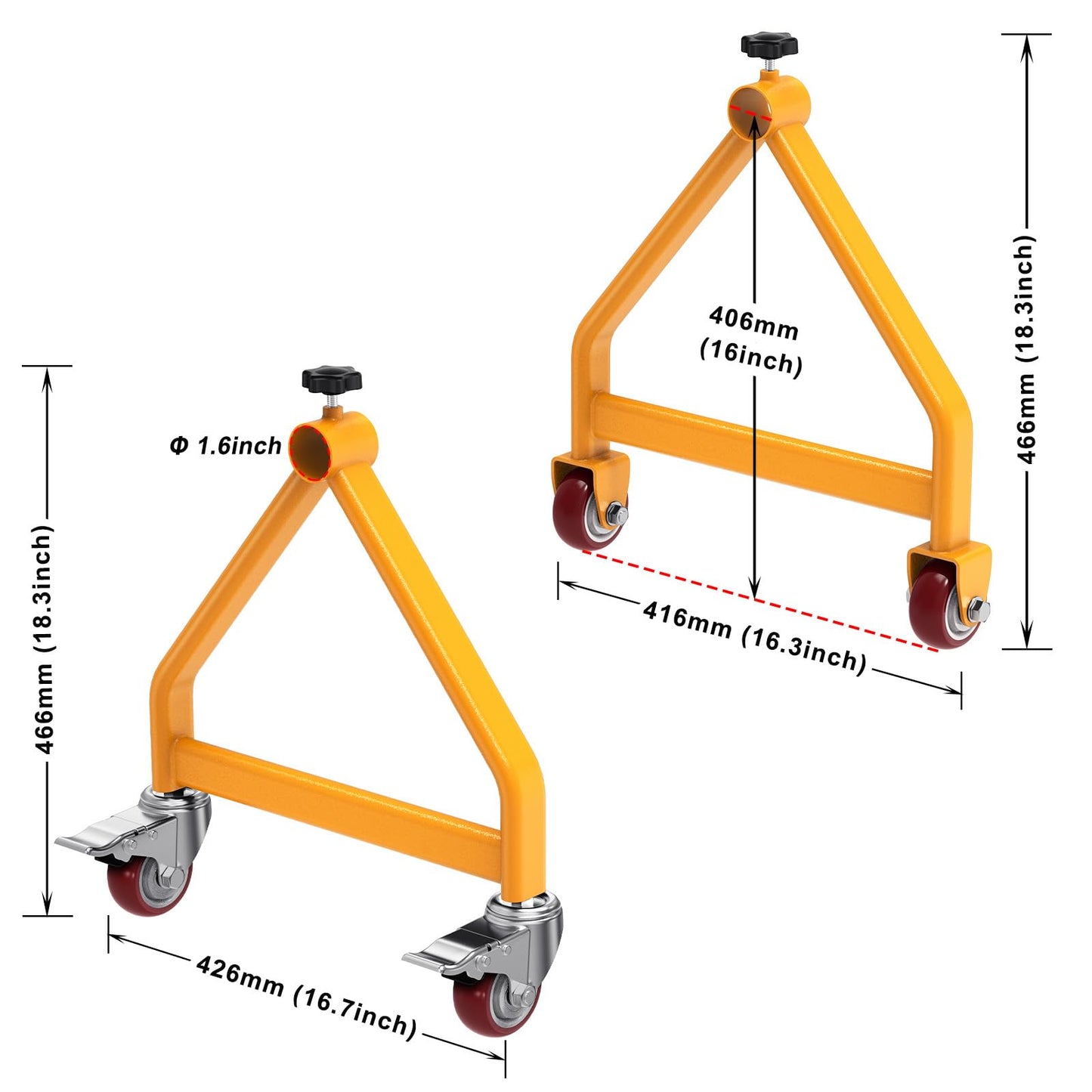 Insaga Wire Spool Rack & Holder, 220LB Capacity Cable Caddy with 4 Locking Swivel Casters, Yellow Powder Coated Steel Wire Spool Holder for Workshop, Garage, Up to 28'' in Diameter (No Rod)