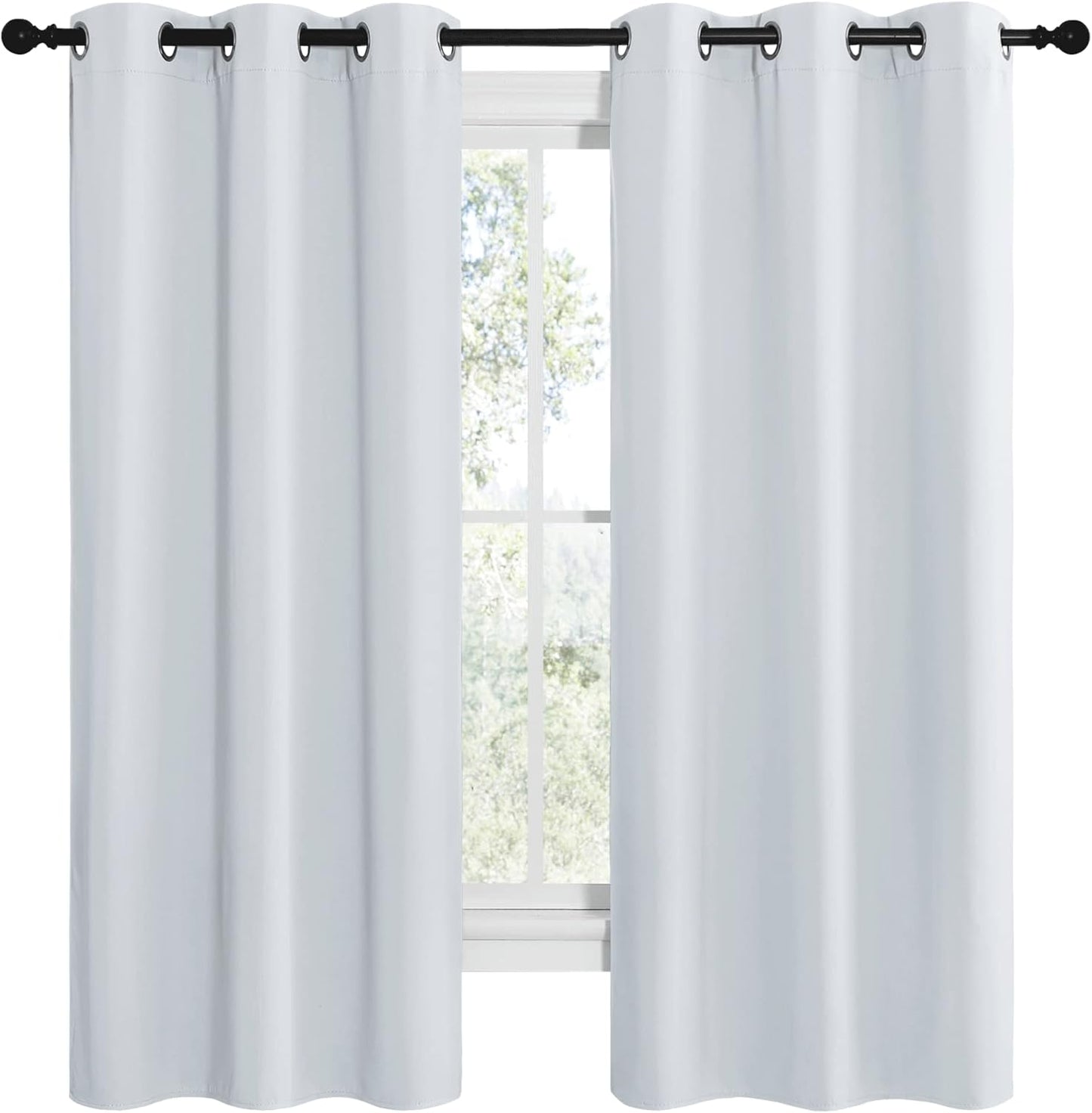 NICETOWN Room Darkening Curtains - Thermal Insulated Grommet Drapes for Bedroom | Greyish White, 2 Panels, 42x68