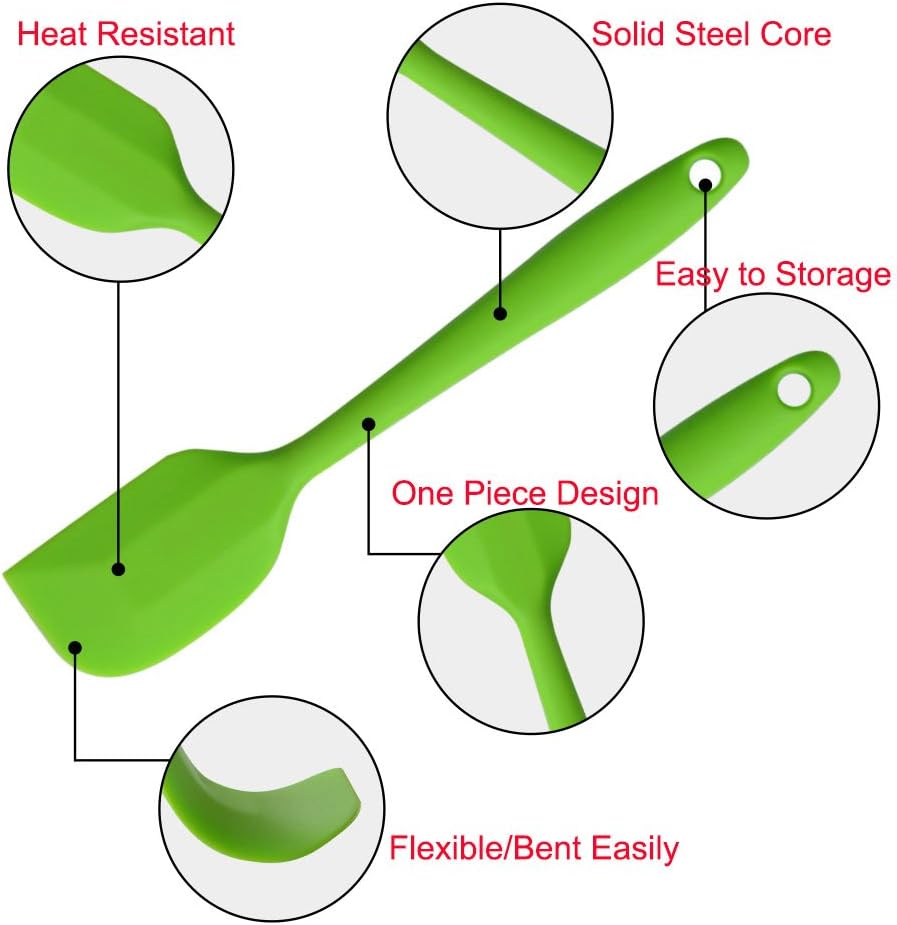 Skiennix Silicone Spatulas - 11-Inch Heat Resistant Non-Stick Baking Tool Set | 4-Piece Flexible Scrapers