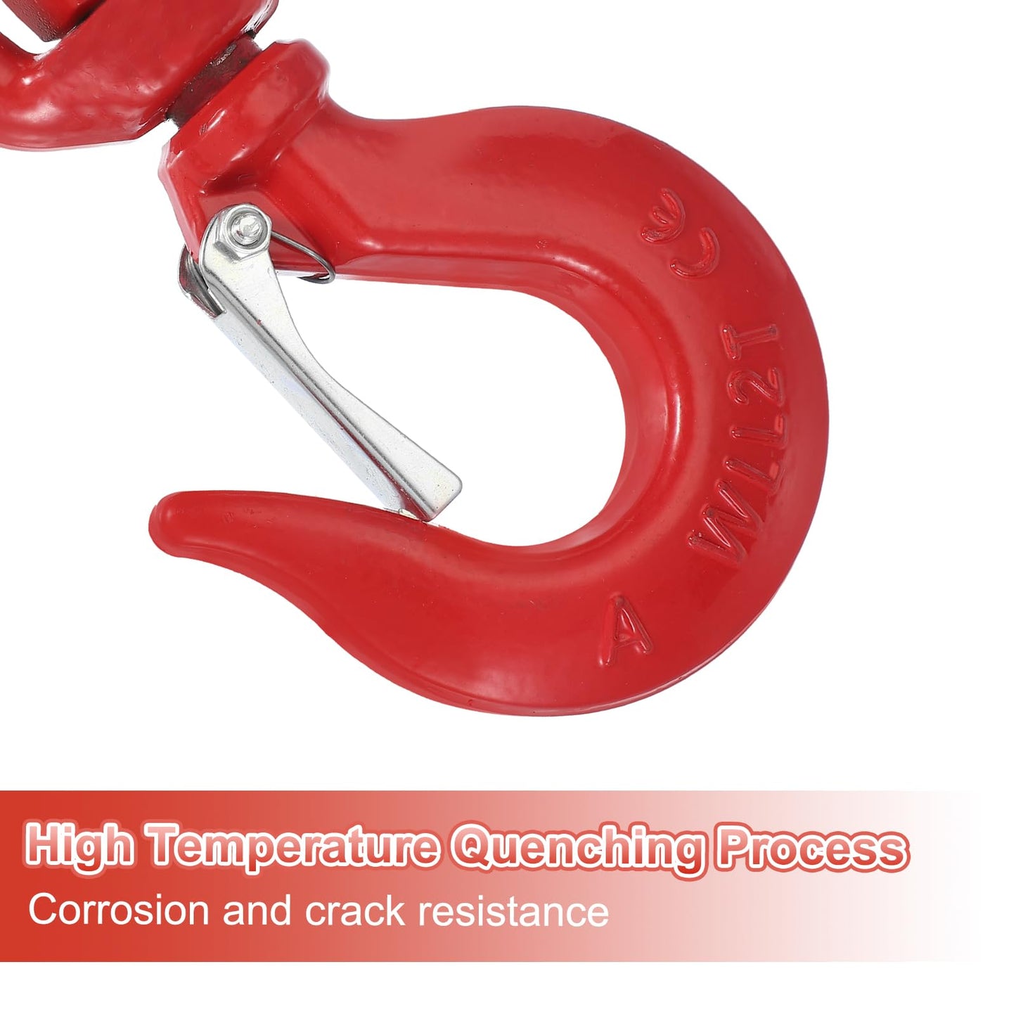 PATIKIL Swivel Lifting Hook, 2 Ton Swivel Hook Eye Sling Hook Alloy Steel Self-Locking Grab Hook with Safety Latch for Hoisting Lifting, 4410 lbs Load