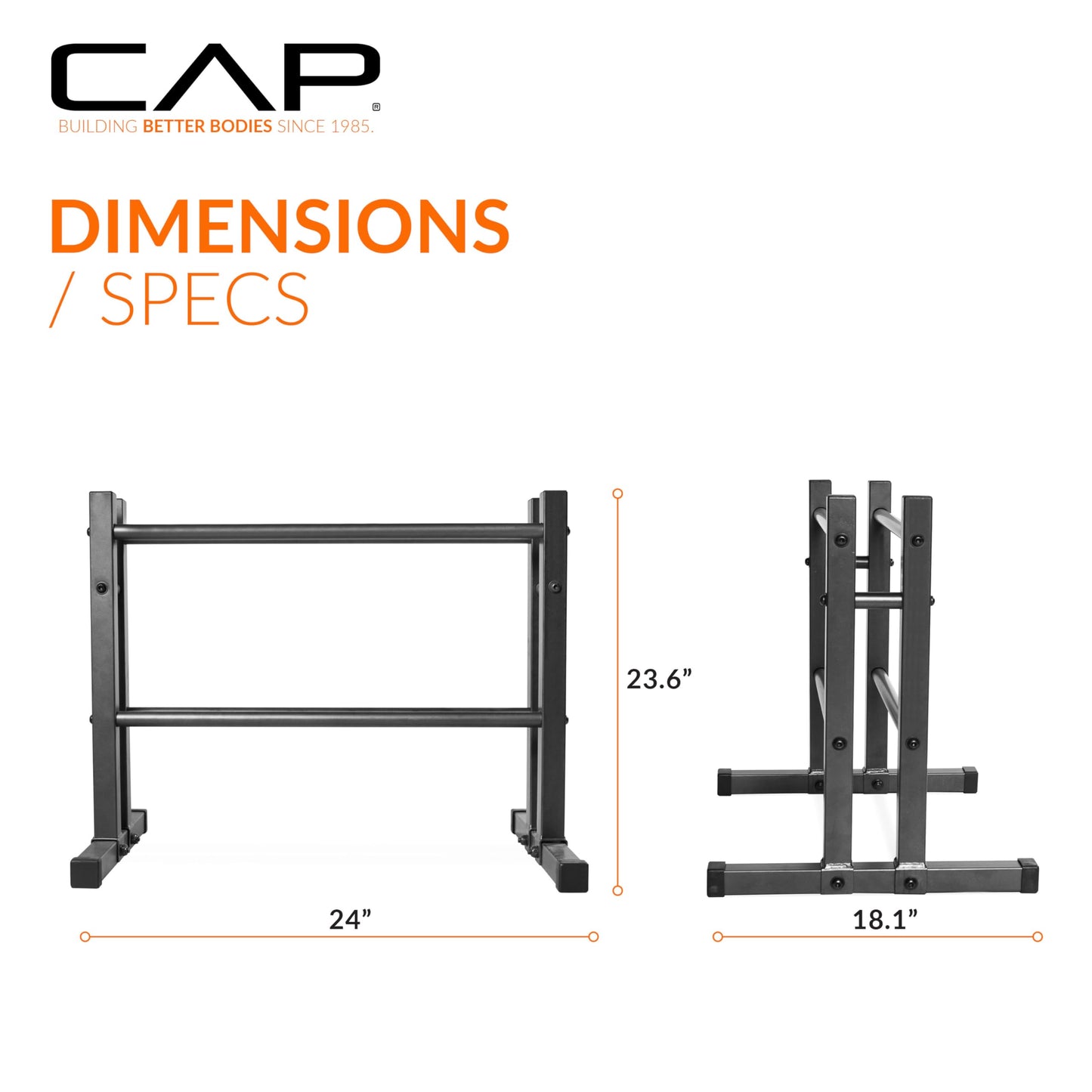 CAP Barbell 24" Dumbbell and Kettlebell Rack – Compact Weight Storage for Home Gym, Holds Dumbbells, Kettlebells & Medicine Balls