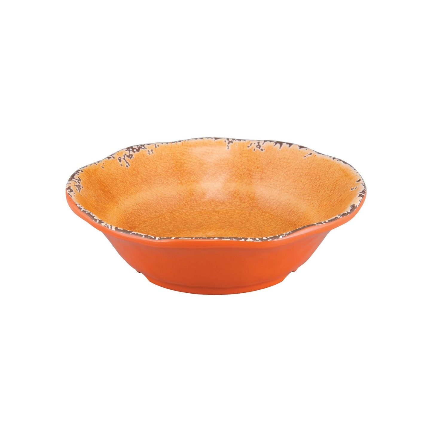 UPware Crackle Melamine Bowl Set, Flower Shaped Bowls for Pasta, Rice, Soup, and Salad, BPA-Free, Dishwasher Safe, Shatter-Proof, Orange, 7 Inch, Set of 6