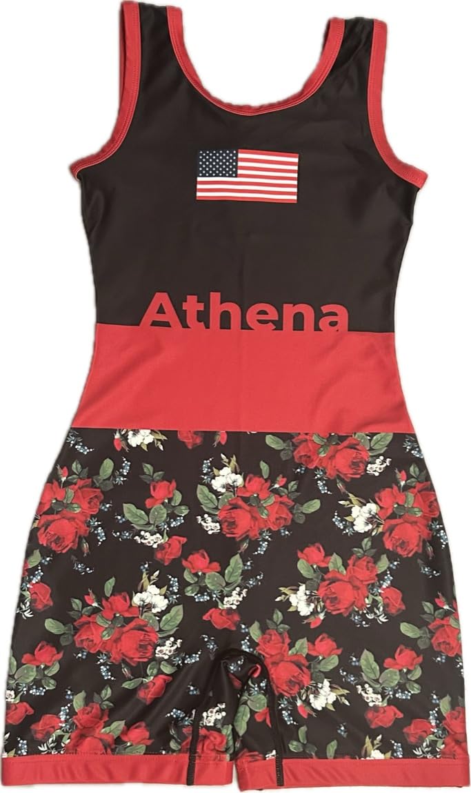 Athena Wrestling - Red Rose Womens/Girls Singlet
