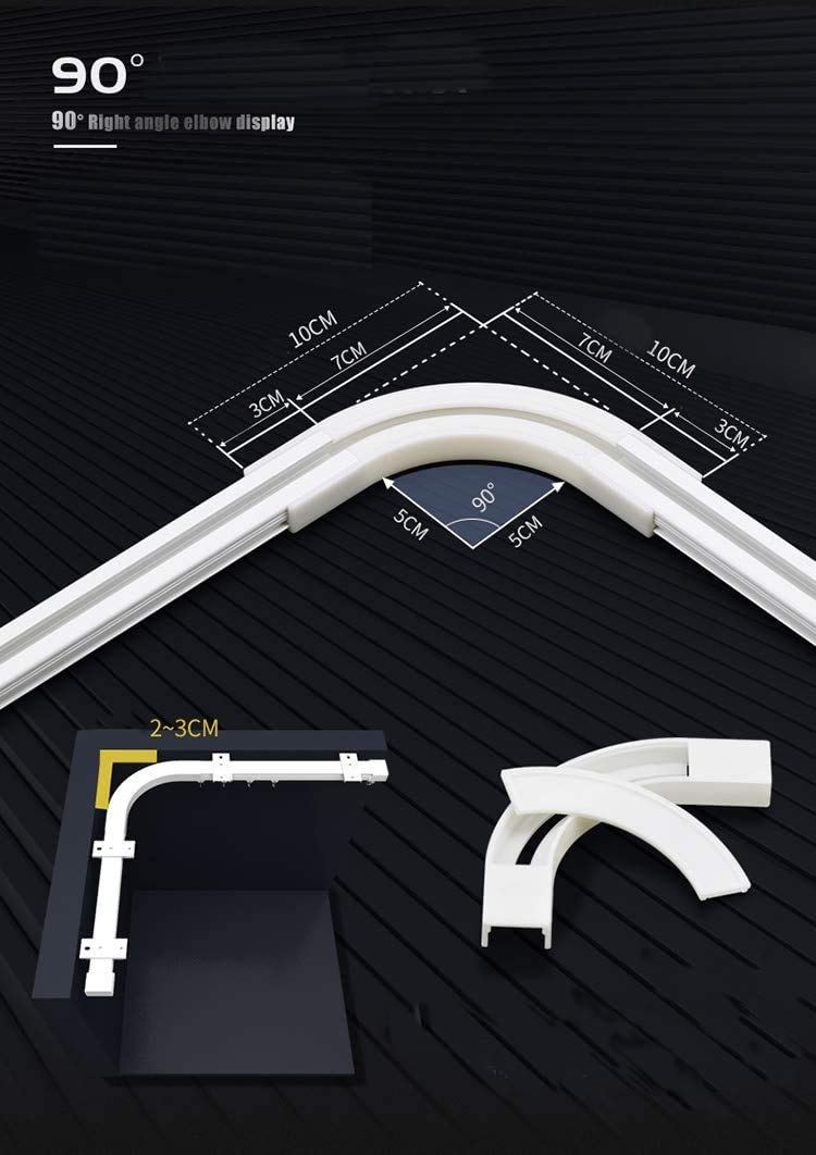 6ft-12ft Upgraded Aluminum Curtain Track, Ceiling or Wall mount, Curtain Rail System with 90 Degree Corner Bends, Windows and Room Divider Ceiling Track set with Runners and Hooks(White)