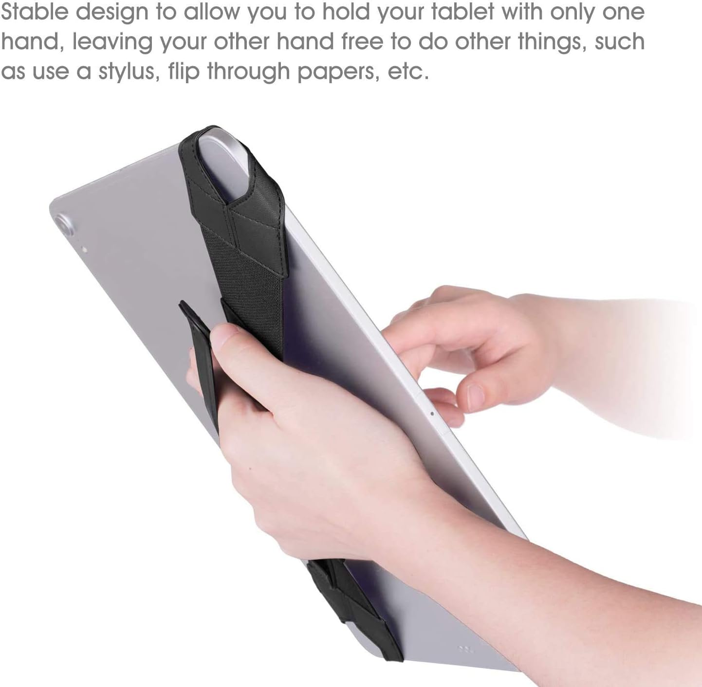 joylink 360 2018, 12.9 Inch Universal Tablet Hand Strap Holder, Degrees Swivel Leather Handle Grip with Elastic Belt