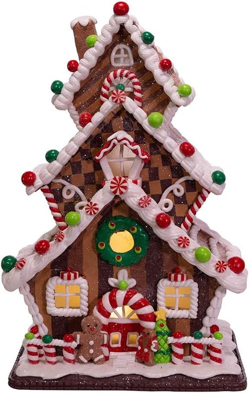 Kurt S. Adler 13-Inch LED Gingerbread Cookie House - 3-Layered Holiday Decor (GBJ0016)