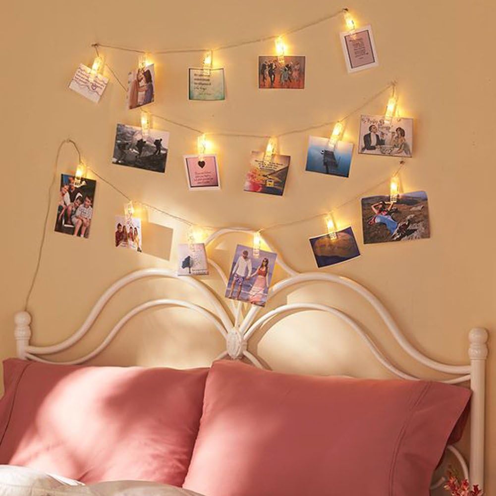 Twinkle Star 10ft Photo Clip String Lights - Battery Operated Fairy Lights for Pictures & Cards | Warm White Decor