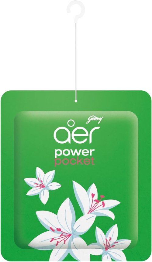 Godrej Aer Power Pocket Lavender Bloom Bathroom Fragrance - 10g | 6-Pack, Fresh Scent