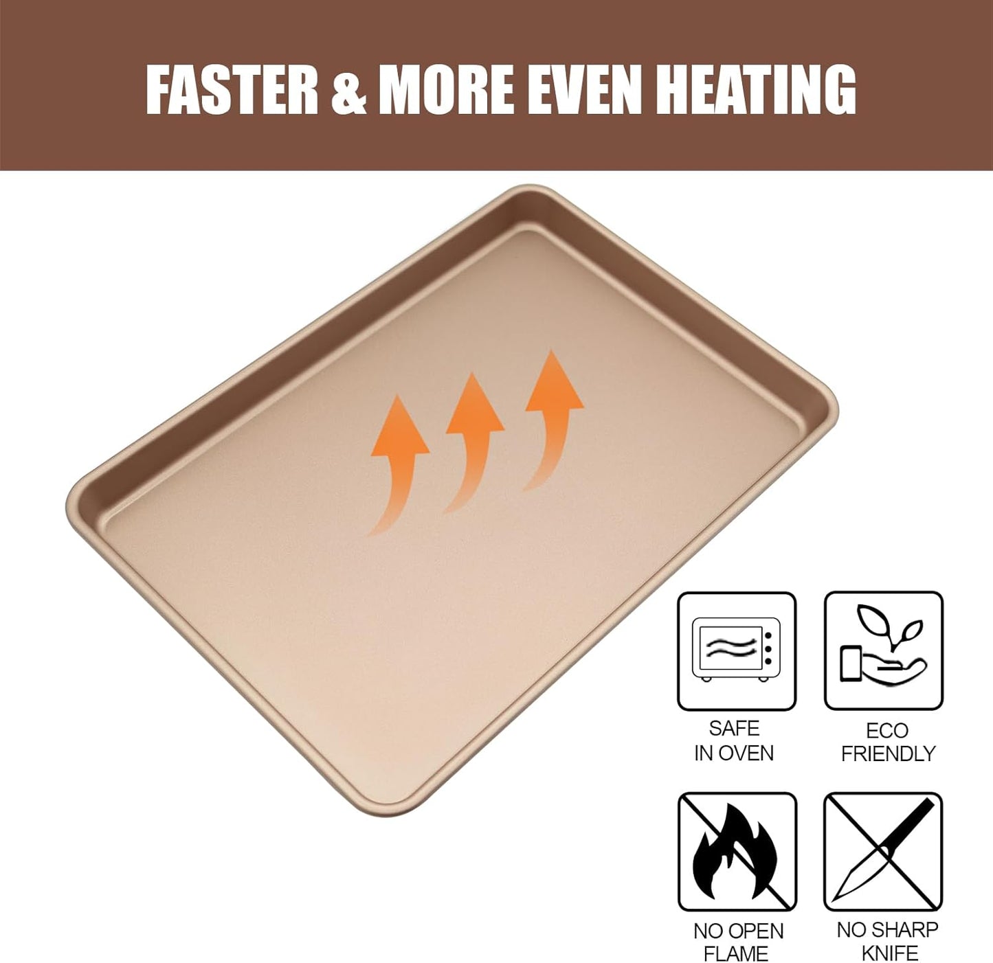 Nonstick Carbon Steel Baking Sheet Set by [Brand Name] - Heavy Duty 3-Pack | Large & Medium Sizes for Oven & Roasting