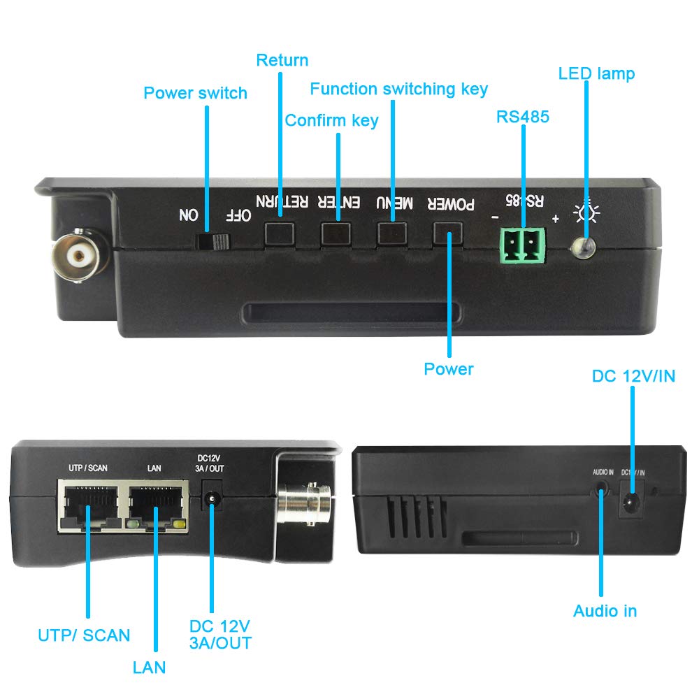EVERSECU 5 in 1 CCTV Tester Support Up to 4K IP Camera & 720P/1080P/3mp/4mp/5 Megapixel AHD, TVI, CVI & CVBS Analog Camera, 4" Touch Screen Security Video Monitor, POE Out, IP Scan, UTP Cable Test