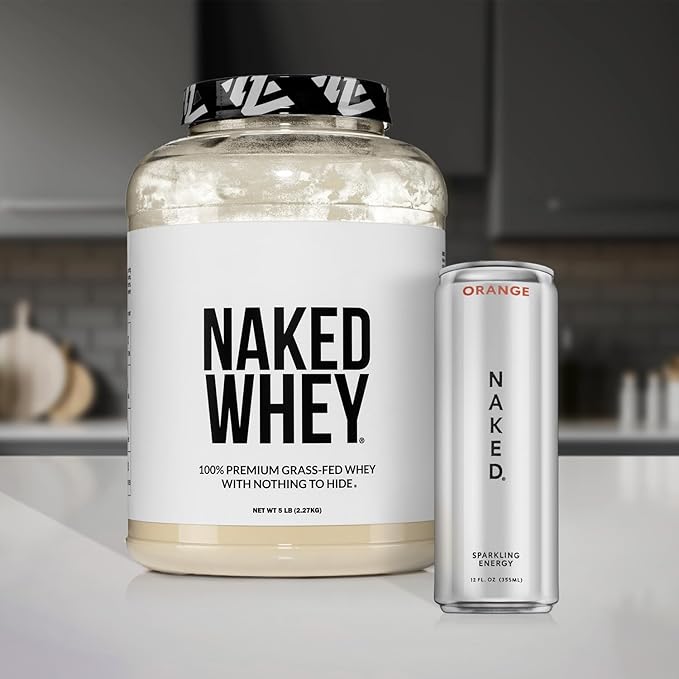 NAKED Strawberry Whey Protein - All Natural Grass Fed Whey Protein Powder + Dried Strawberries + Coconut Sugar- 5lb Bulk, GMO-Free, Soy Free, Gluten Free. Aid Muscle Growth & Recovery - 61 Servings