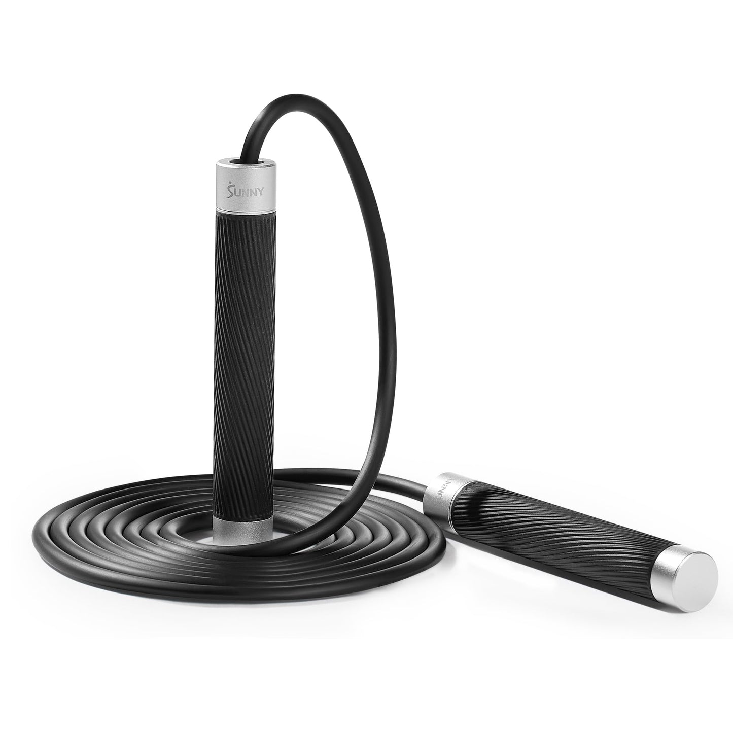 Sunny Health & Fitness Exercise Jump Rope Weighted for Training Cardio, Enhancing Strength & Toning Upper Body, Exercise Rope with Durable Handles & Easy Adjustable Design – SF-JR03-BK
