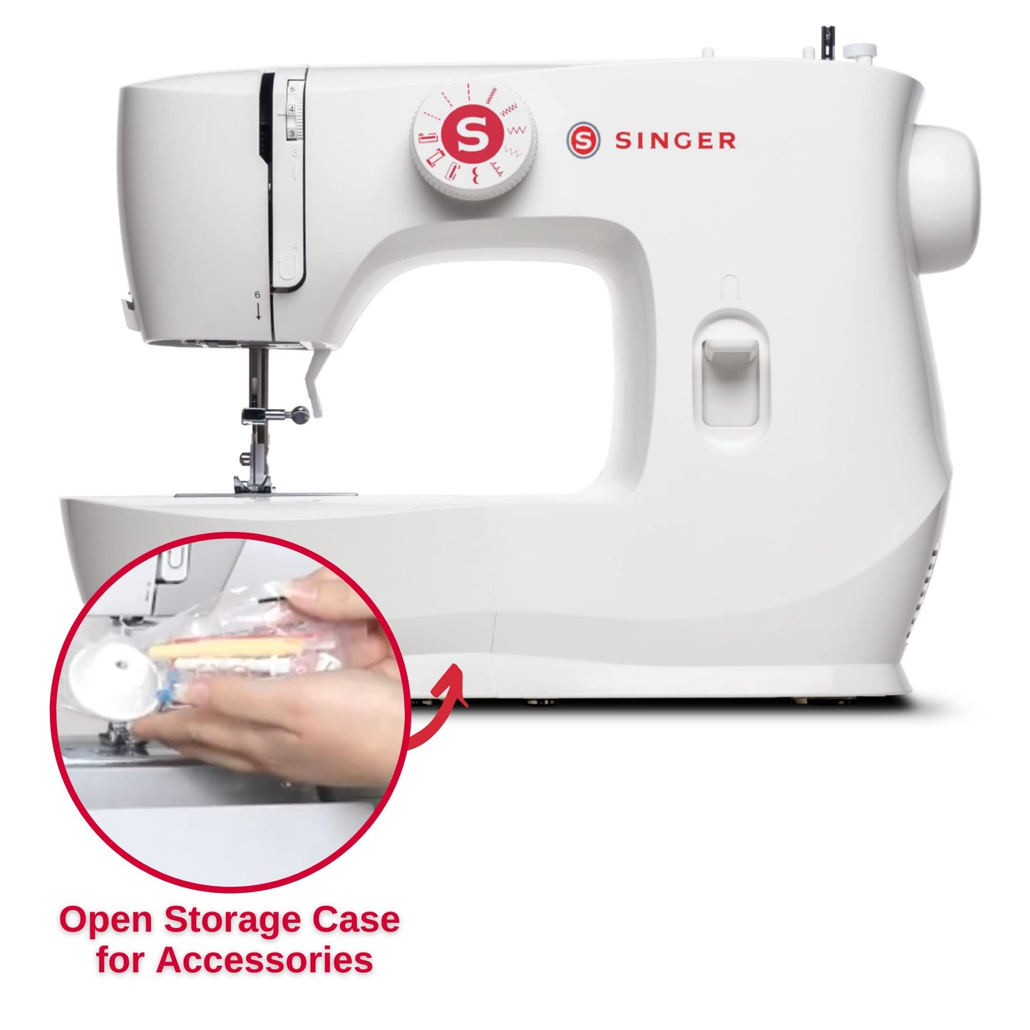 SINGER MX60 Lightweight & Portable Sewing Machine with Accessory Kit & Foot Pedal | 57 Stitch Applications, LED Light & 4-step Buttonhole | Great for Crafts & Mending