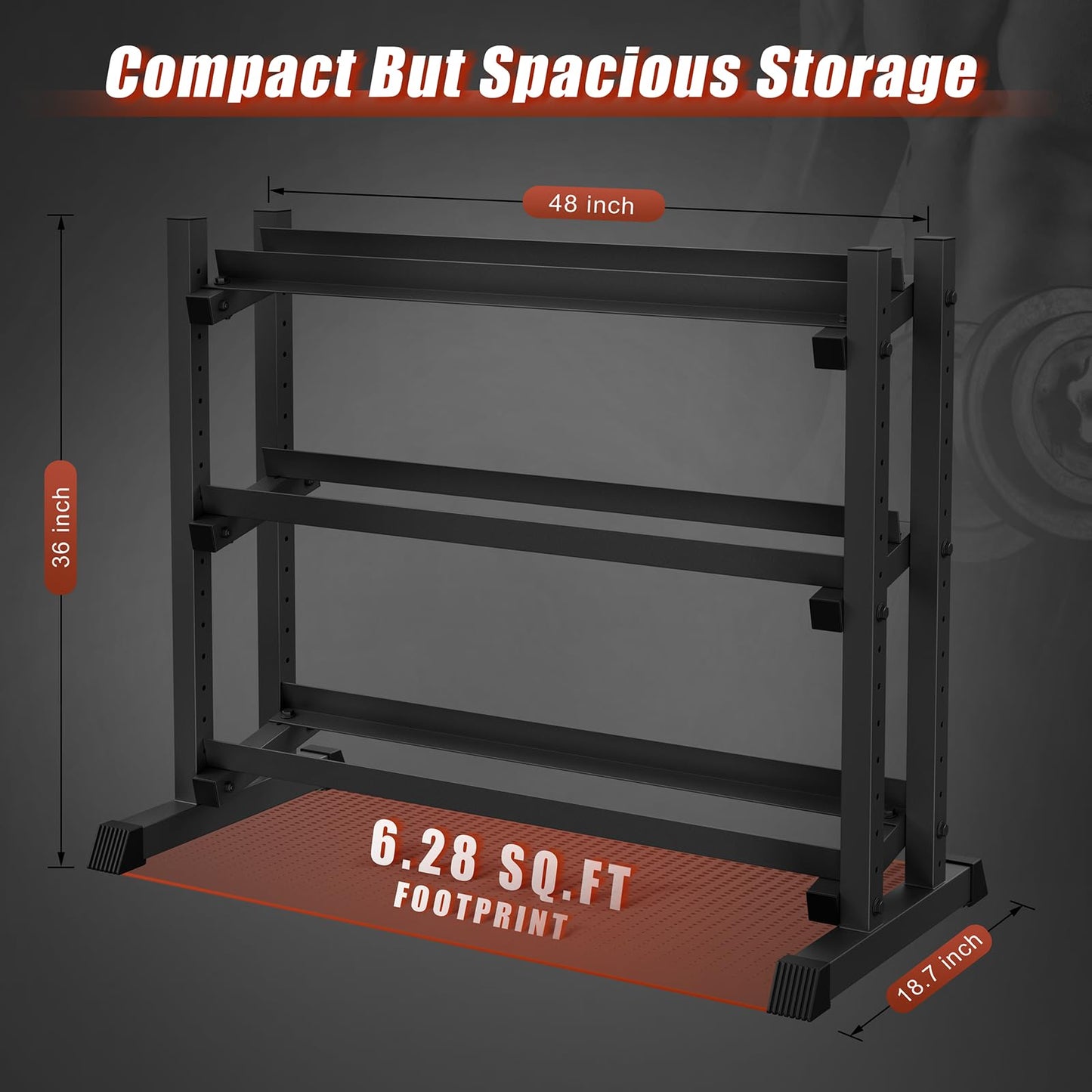 3-Tier Dumbbell Rack, 1200LB Capacity Adjustable Weight Rack for Home Gym, Heavy-Duty Weight Stand for Dumbbells Kettlebells & Weight Plates(Rack Only)