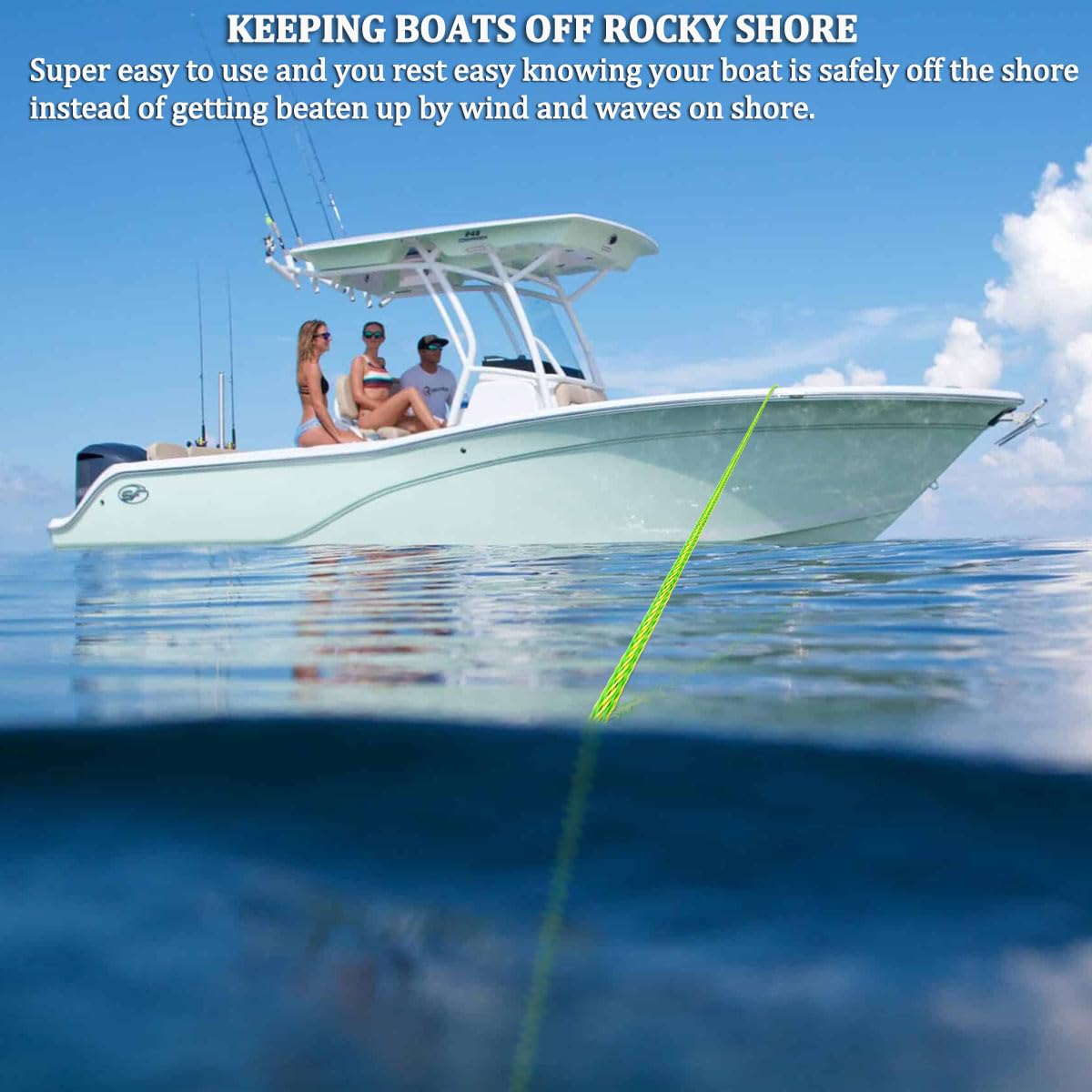Botepon Boat Bungee Anchor Lines for Beach Anchor, Boat Beach Anchor Rope for Beach Boat, PWC, Jet Ski Or Seadoo, PWC Accessories, 14ft Stretch to 50ft
