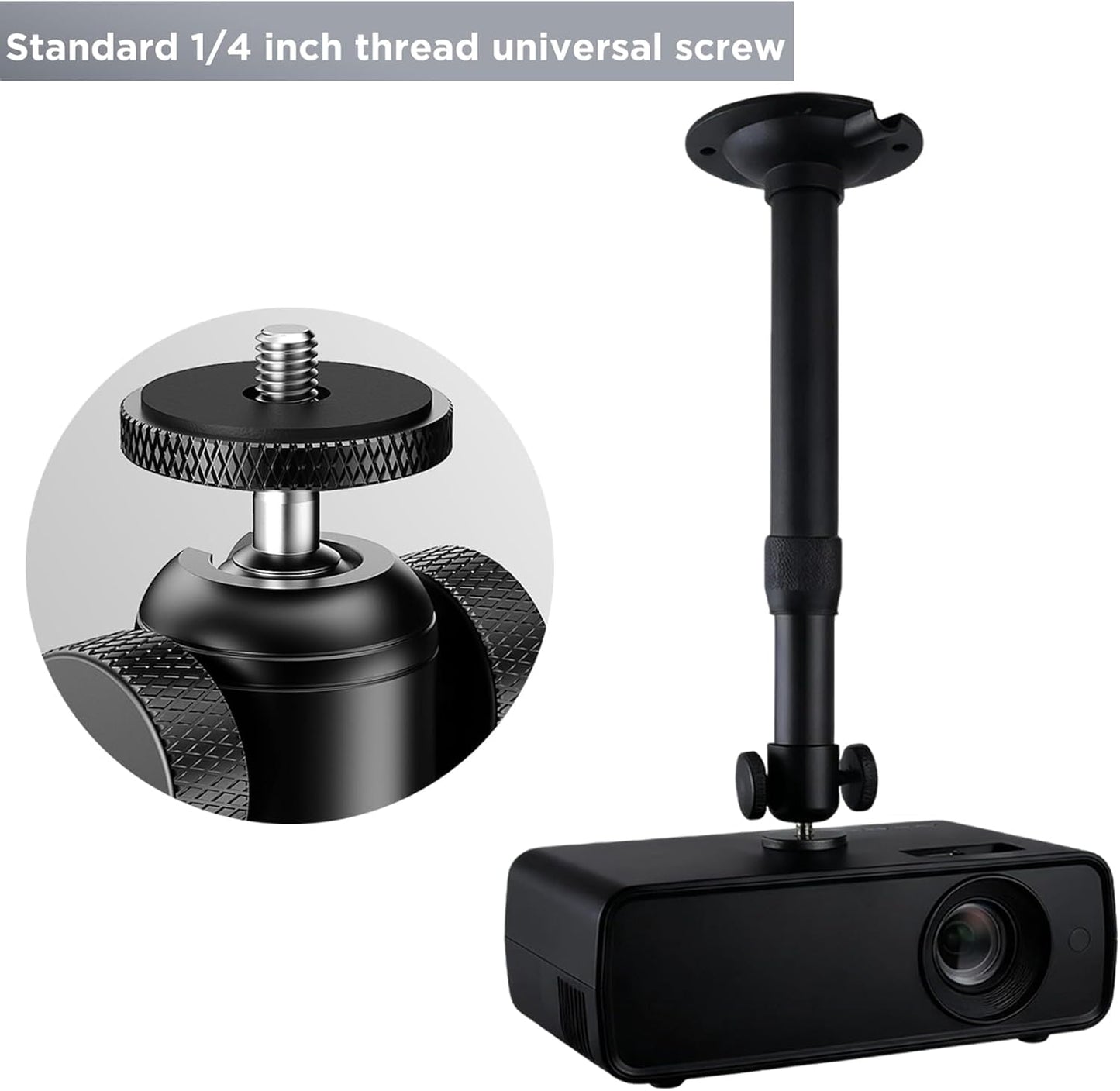 DAWASAPAT -Inch Projector Ceiling Mount with New Gimbal, Adjustable Length Projector Mount, Screw, Compatible with Most