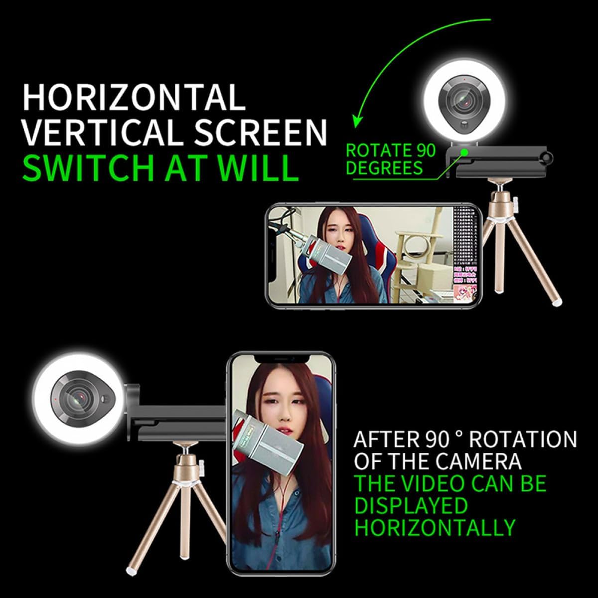 SECFOU 4k Webcam with Automatic Focus and Built-in Mic, USB Computer Camera for Live Streaming and Video Conferencing