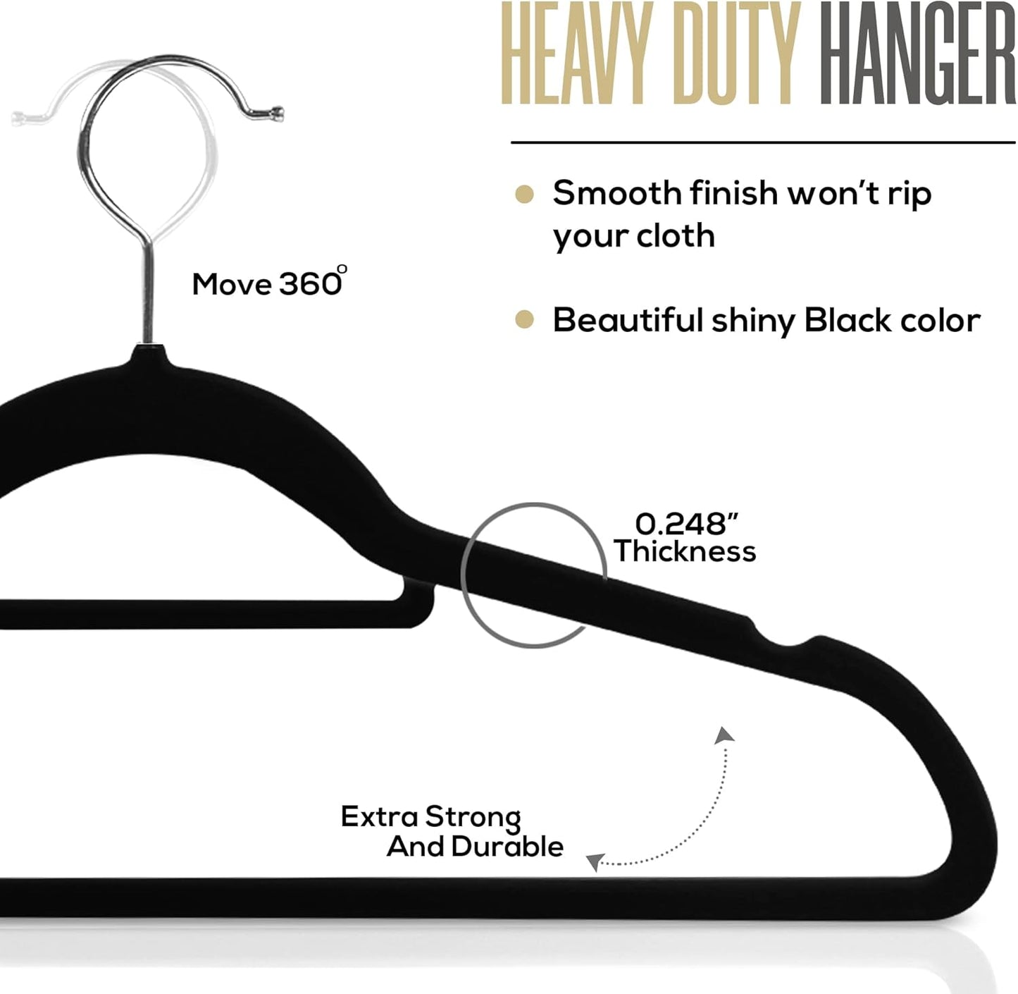 Utopia Home Velvet Hangers - Premium Non-Slip Slim Clothes & Coat Hangers, 100 Pack, Black