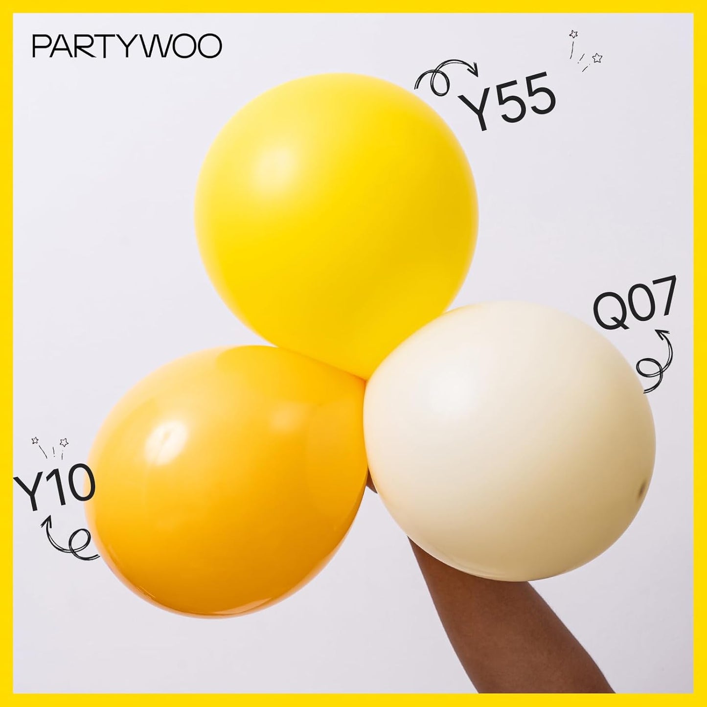 PartyWoo Yellow Balloons - 120-Piece Matte Latex Balloon Arch Kit | Various Sizes for Easter & Celebrations
