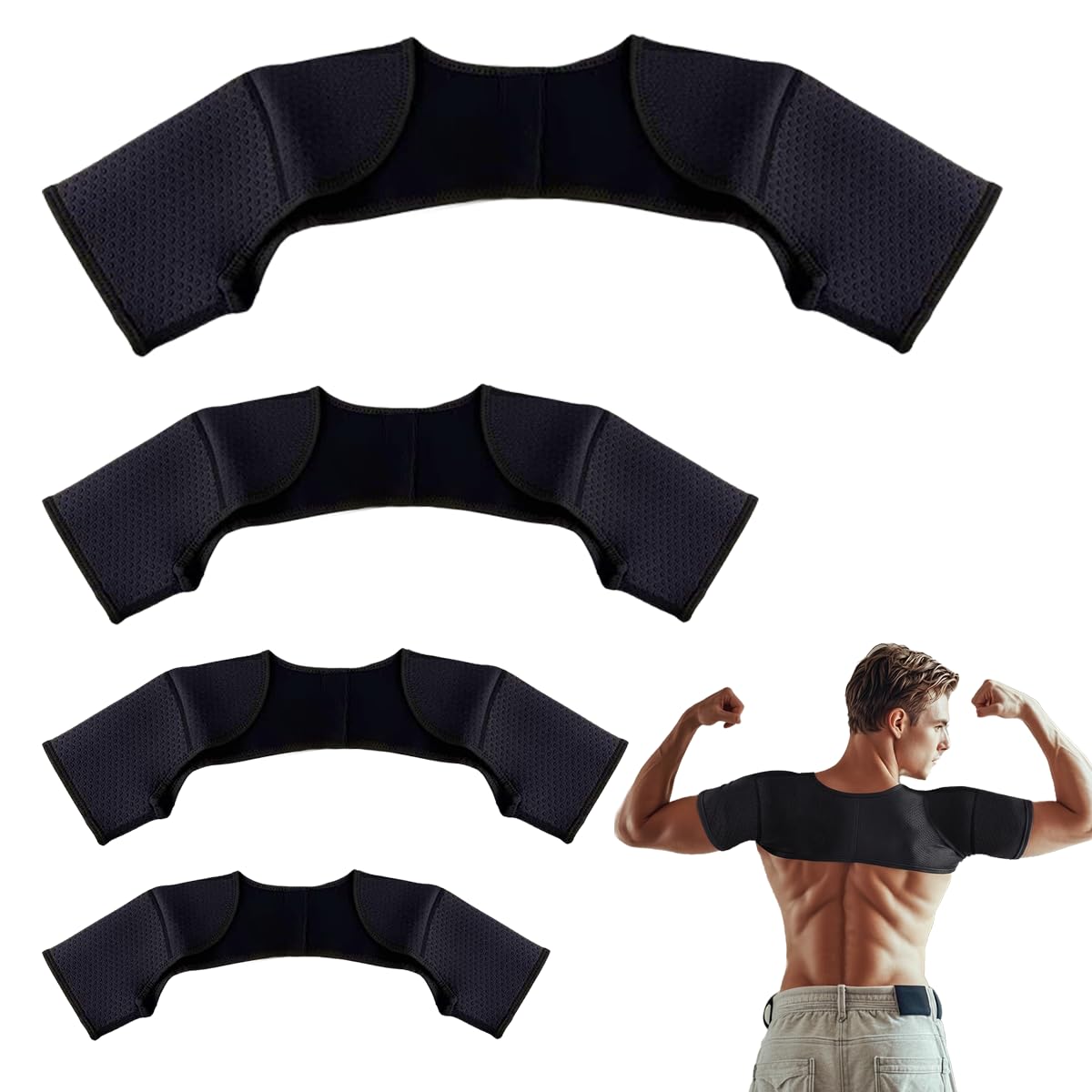 Double Shoulder Brace,Concealed Double Shoulder Brace for Sports Lovers,Comfortable and Breathable Shoulders Braces for Chronic Tendinitis Pain Relief,Outdoor Sports,Sleeping,Running (Small)