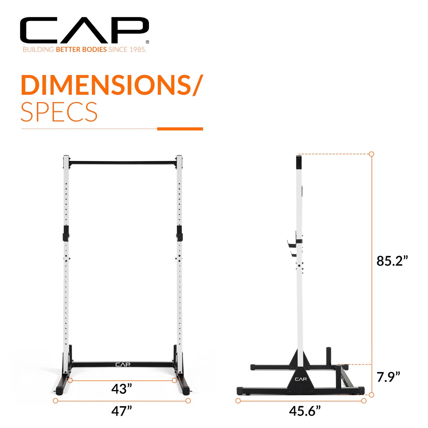 CAP Barbell Power Rack with Pull Up Bar & Attachments - Squat Rack & Strength Training Power Cage for Home Gym - Carbon