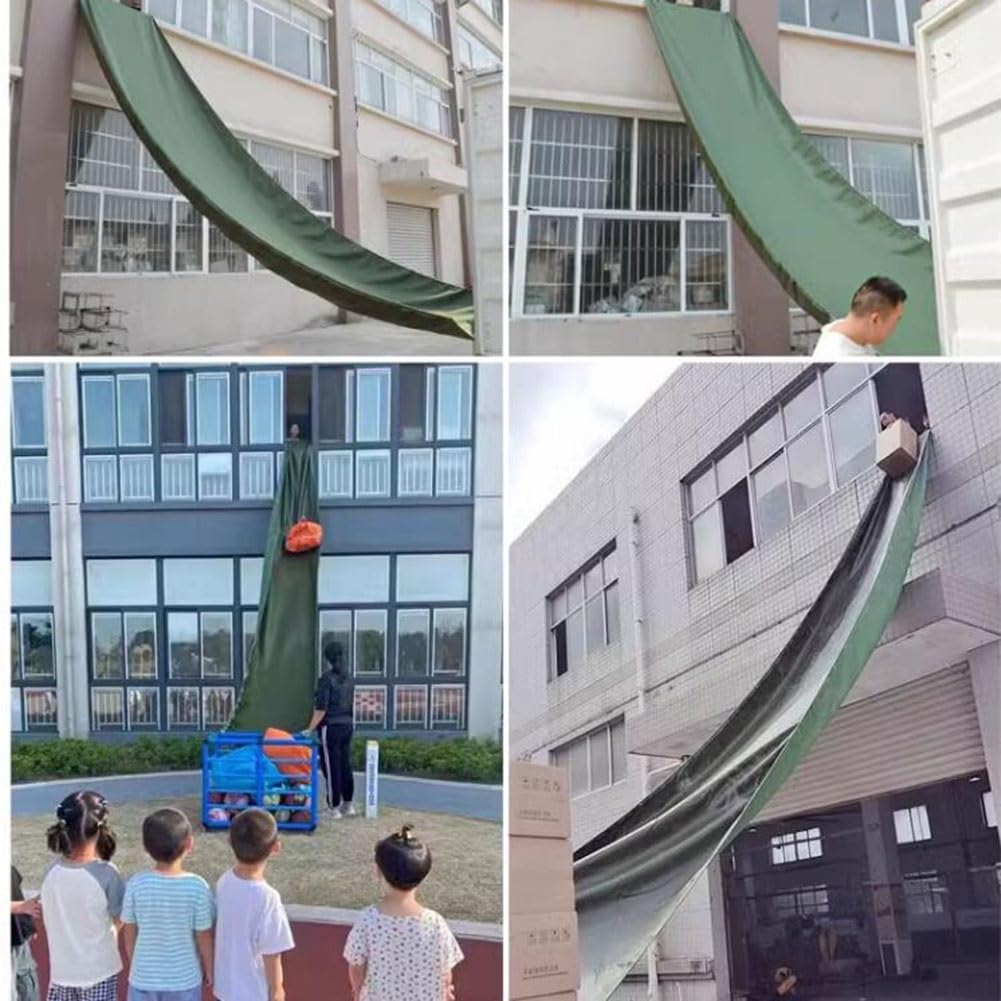 High-Altitude Canvas Chute Conveyor - 2x10m Tear-Resistant Green Cargo Loader for Warehouses, Efficient Unloading & Moving of Goods