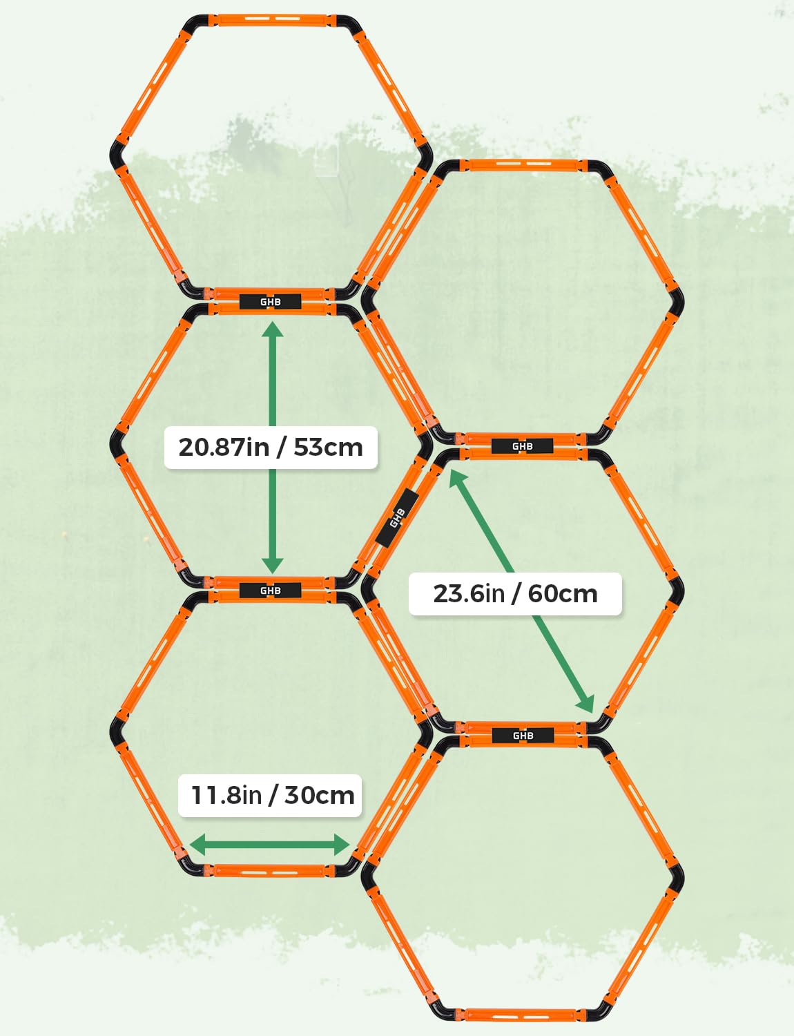 GHB Hex Agility Rings 1 Pack and 5 Pack 8" Agility Hurdles 1 Pack