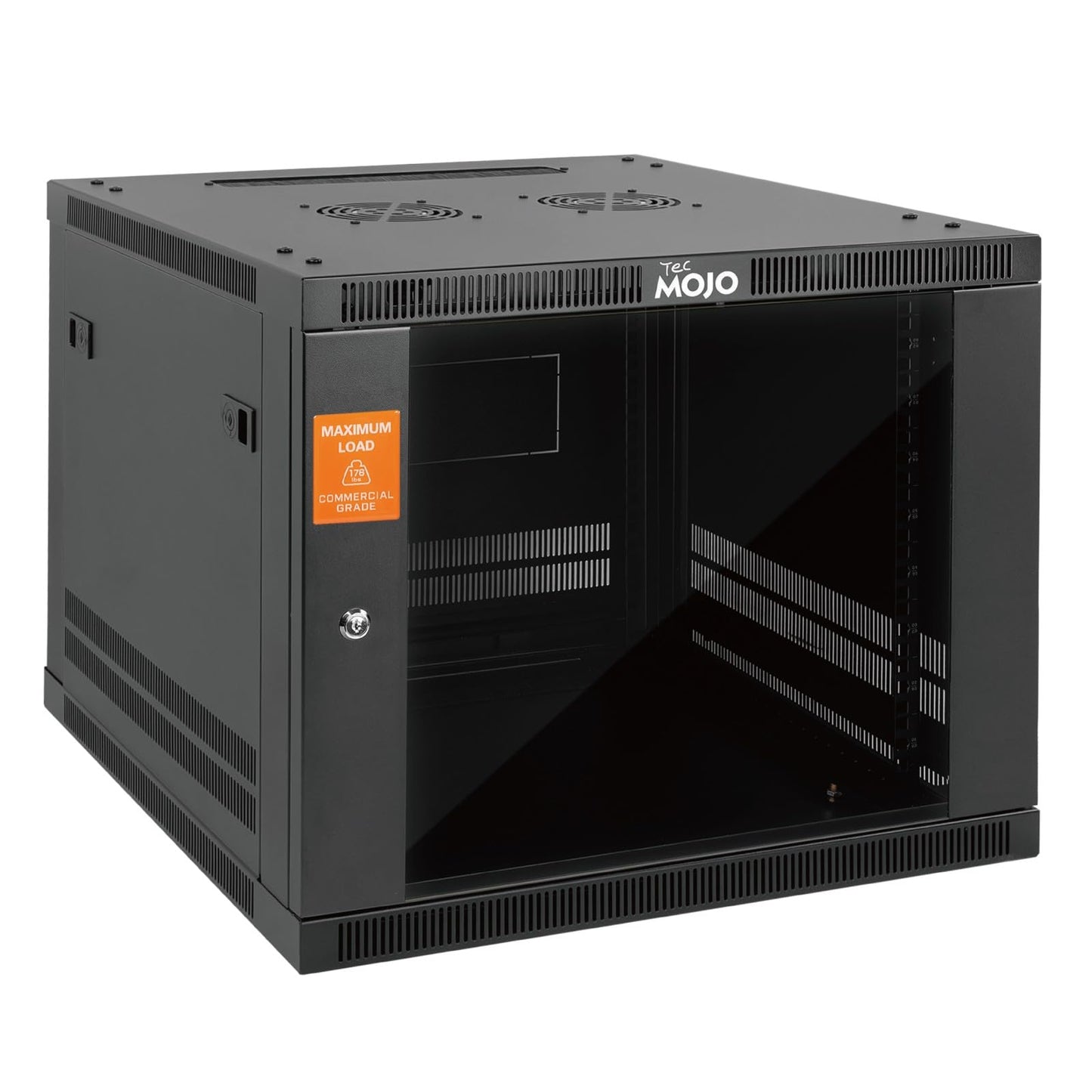 Tecmojo 9U Wall Mount Rack Cabinet, Heavy-Duty 176 Lbs High Load Capacity, 19” Enclosed Server Network Rack with 2 Colling Fans,Glass Door, 23.6” Deep – Elite Collection
