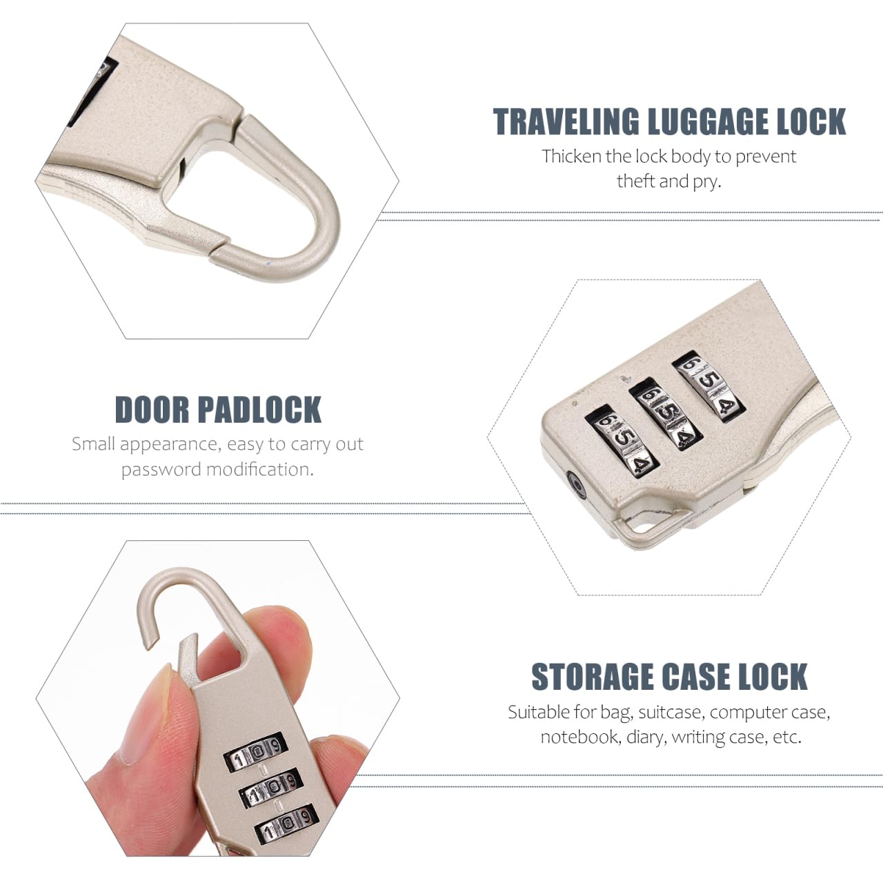 EXCEART 6 Pack Mini 3-Digit Combination Padlocks, Resettable Small Luggage Locks for Backpacks, Gym Lockers, Suitcases & Jewelry Boxes, Colorful Travel Security Accessories