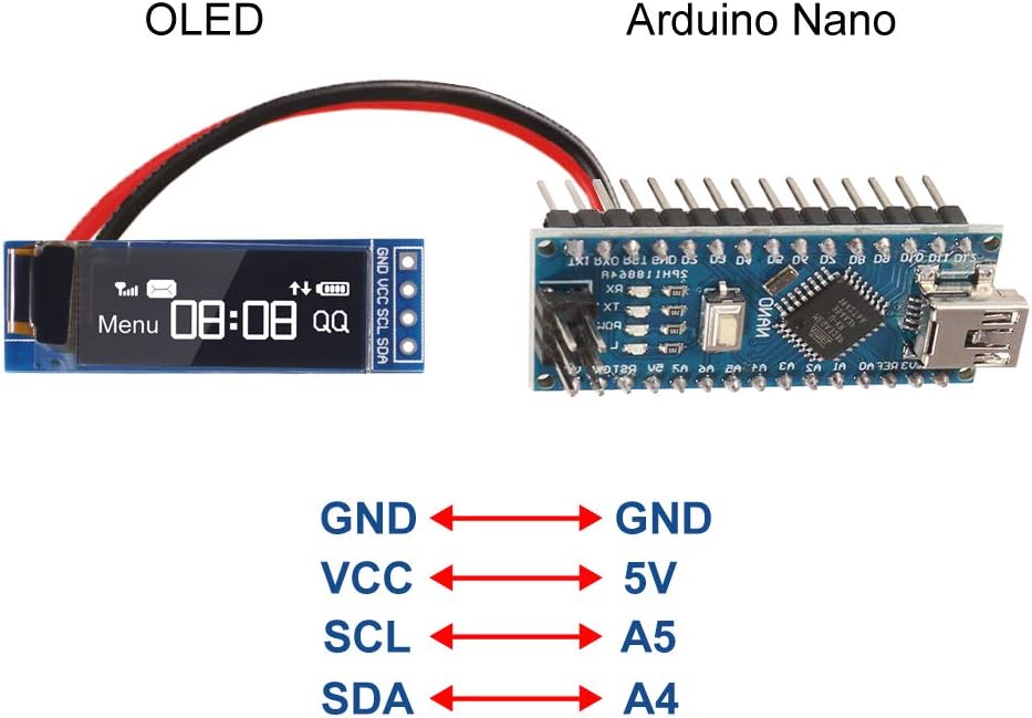 AITRIP 4pcs I2C 0.91 Inch I2C SSD1306 I2C 3.3V~5V OLED Display Module OLED Display Module White OLED Screen Driver DC
