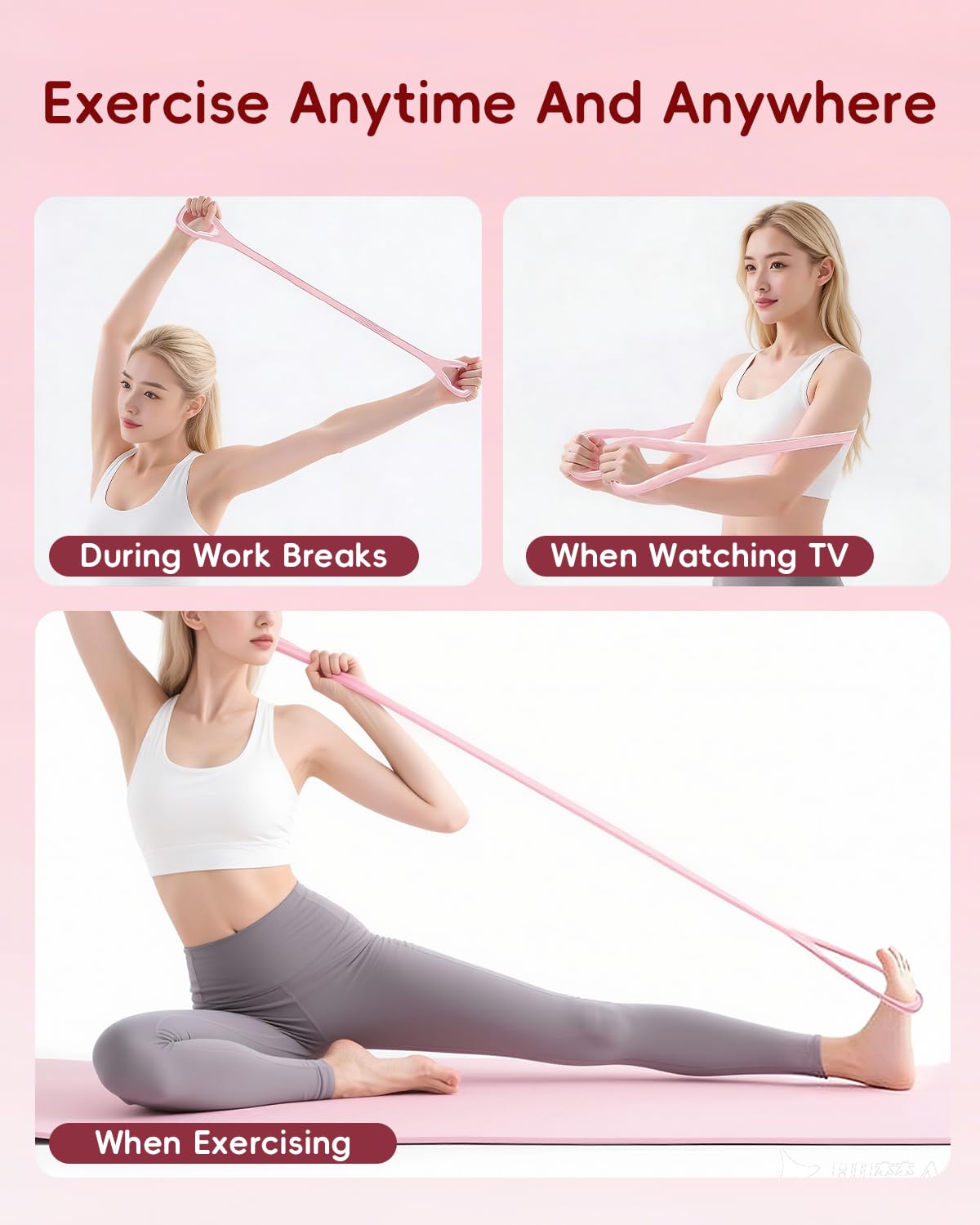 ArkPack Resistance Bands for Women,2PCS Thickened TPE Arm Resistance Bands,Figure 8 Fitness Resistance Band Stretch Fitness Band for Working Out Yoga Pilates Arms Foot Leg Shoulder Waist Back-Purple