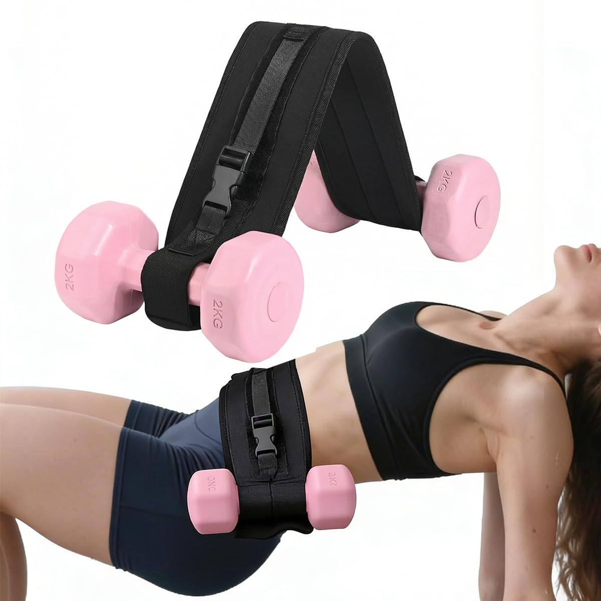 Hip Thrust Dumbbell Holder Belt: Wide Padded Support Belt for Barbell/Dumbbell/Kettlebell for Home Workouts, Adjustable Strap Non-Slip Safety Comfort Squats & Strength Exercises
