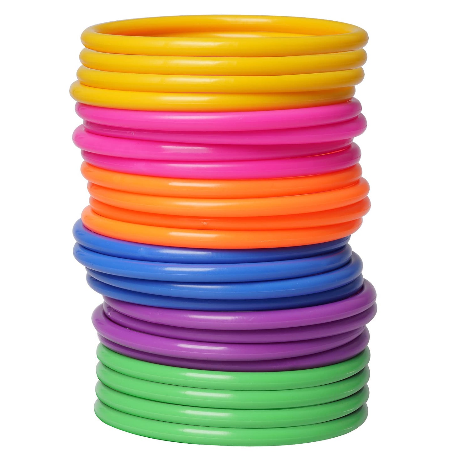 Topbuti 24 Pcs Multicolor Plastic Toss Rings Ring Toss Game Carnival Rings for Speed and Agility Practice Games, Garden Backyard Outdoor Games, Bridal Shower Game, Game Booth (3.94 Inch)