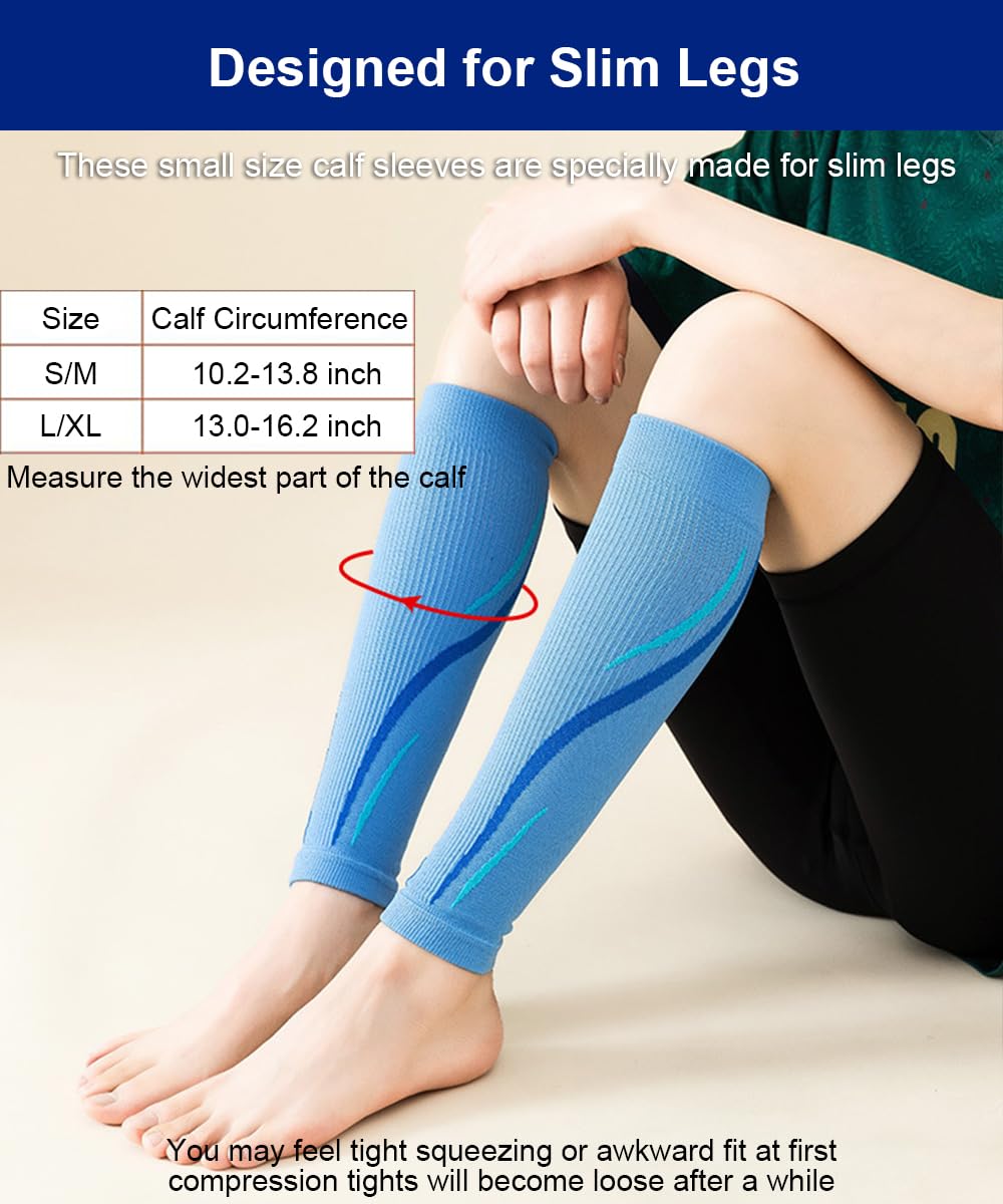 SUJAYU Leg Compression Sleeve Calf Compression Sleeve Women Compression Socks for Flying, Shin Compression Sleeve Shin Splint Relief (Black, S/M)