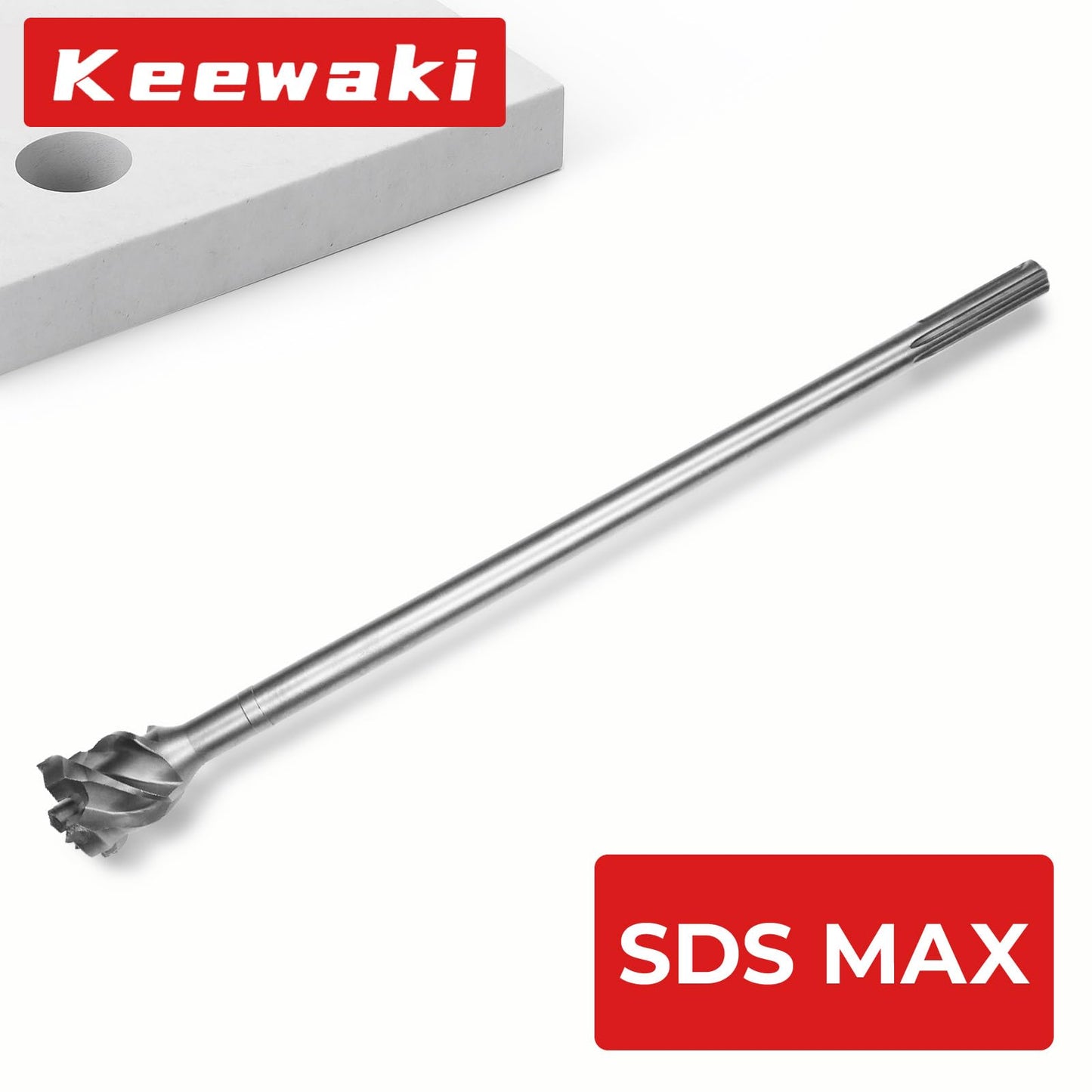 Keewaki Breakthrough Bit – SDS-max Thru-Hole Rotary Hammer Bit, 3-1/8"x24", Heavy-Duty Concrete Core Bit for Masonry and Brick, Includes Storage Tube