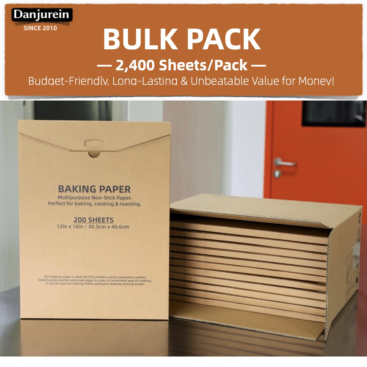 12x16 Inch - 2400 Bulk Sheets Precut Parchment Paper, Heavy-Duty Non-Stick Half-Sheet Liners for Baking Grilling Steaming Bread Cup Cake Cookie and More (White, 12"×16" (30.5×40.6cm) 2400 sheets)