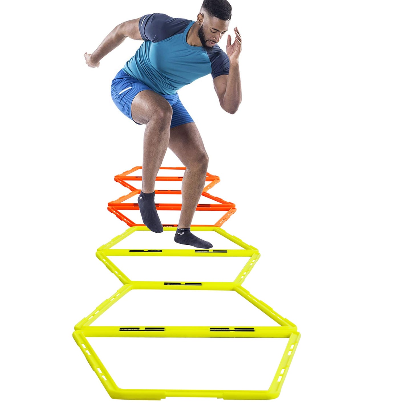 ZUKAM Trapezoid Agility Rings for Speed Training & Agility Footwork Training Speed Hurdles Ladder with Carrying Bag (12 Rings)