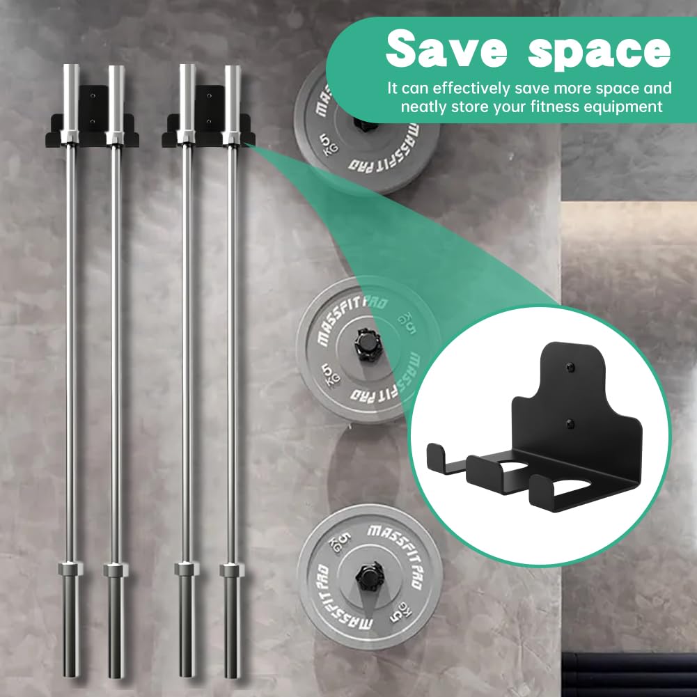 Barbell Wall Holder, Garage Gym Bar Wall Rack, Vertical Barbell Mount Rack, Space Saving Commercial or Home Gym Accessory,Holds Under 30mm Bar Size