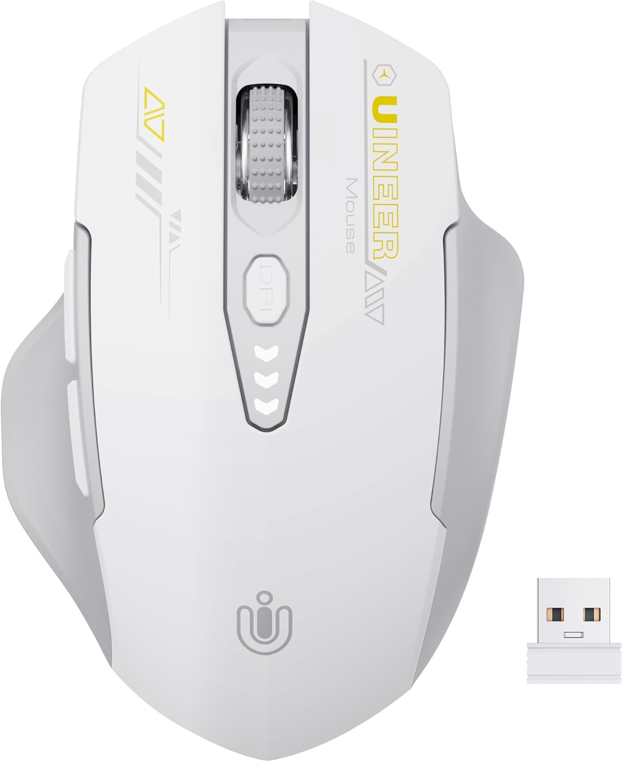 Uineer 2.4GHz Mouse,4 Wireless Mouse,[Upgraded] Rechargeable (Battery Level Visible) Ergonomic Computer Levels DPI