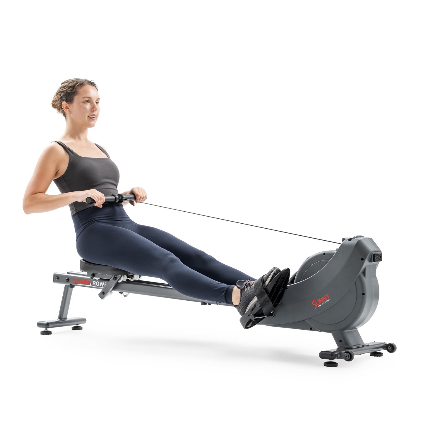 Sunny Health & Fitness Smart Dual Rail Magnetic Rower, 16-Level Quiet Resistance for Home Workouts, Full Body Low-Impact Cardio Rowing Machine, Free SunnyFit App Connect, 300 LB Capacity - SF-RW524079