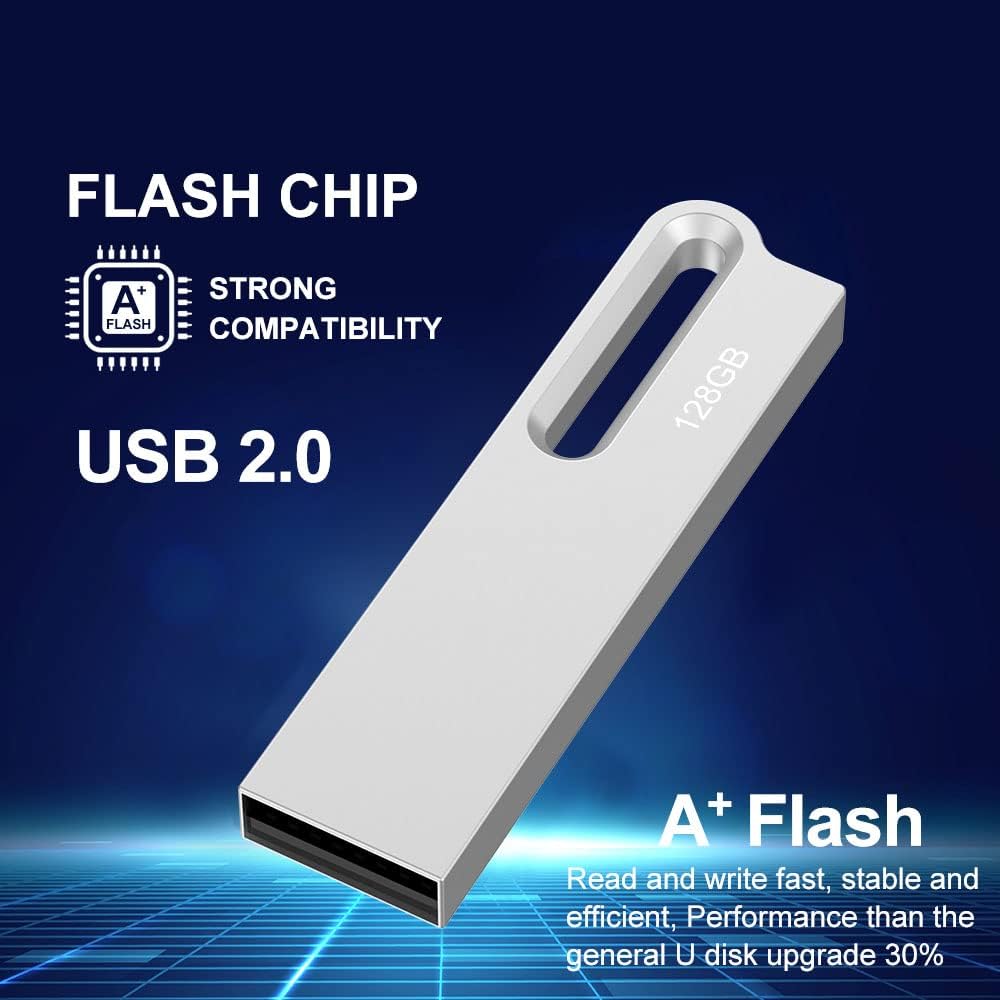 Aiibe 128GB 2 Pack 128gb 128 2.0 (128G, 2 Flash Drive Metal USB Drive Thumb Drive with Keychain Waterproof Jump Drive
