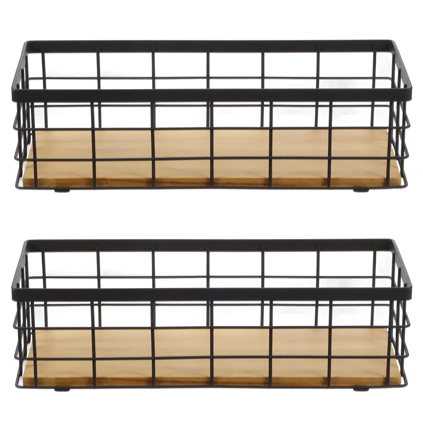 2 Pack Small Wire Baskets, Narrow Rustic Storage Bin for Bathroom Counter, Farmhouse RectangleOrganizer Tray for Kitchen Countertop, Pantry, RV, Office Decorative