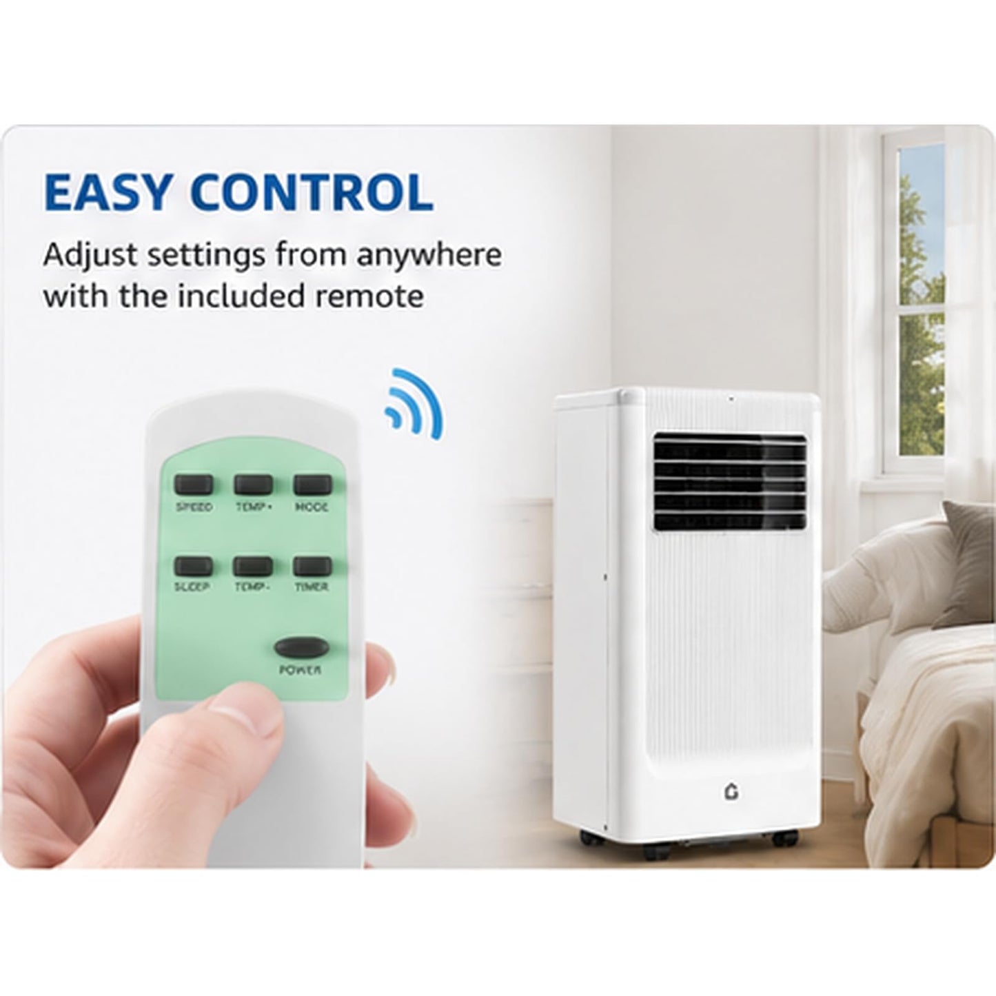 GarveeLife 8,000 BTU Portable Air Conditioner for Bedroom Office Dorm, Cools up to 350 Sq. Ft, 3-in-1 Compact AC Unit with Cooling Dehumidifier Fan Modes, Remote Control, Window Kit, Gray