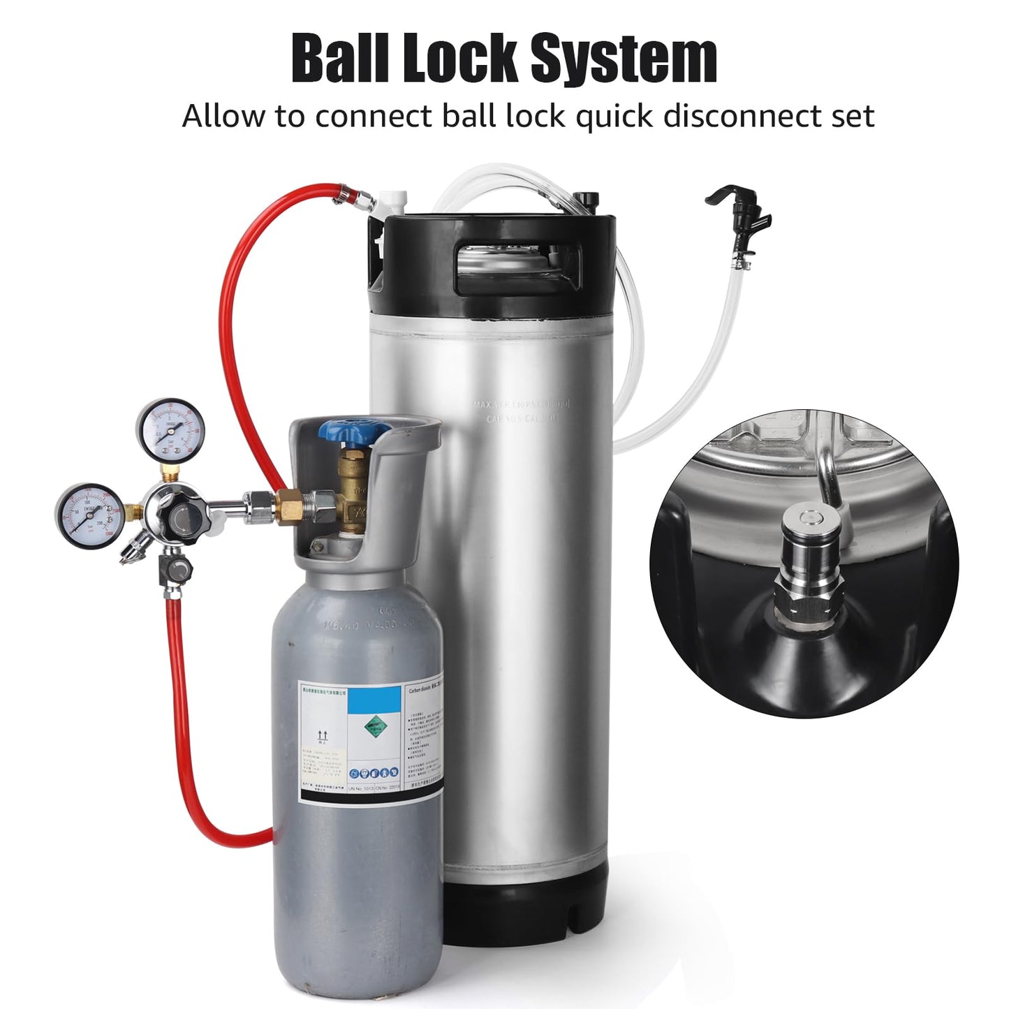 Ferroday Upgraded 5 Gallon Ball Lock Keg, Stainless Steel Corny Keg with Ball Lock Post, Portable Cornelius Beer Keg with Dual Rubber Handle, Gasket Set for Commercial Home Brewing