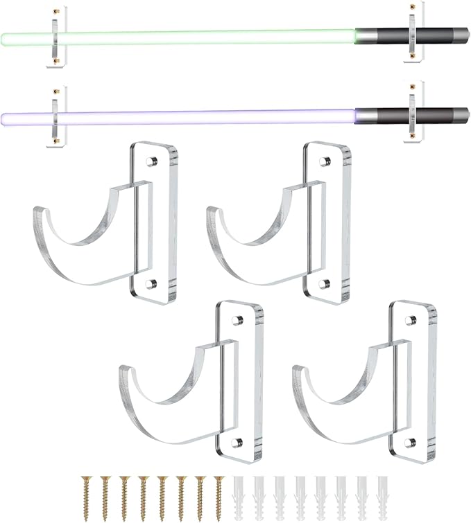 UXCELL Acrylic Light Saber Display Rack - Wall-Mounted Sword Stand for Light Saber, Clear