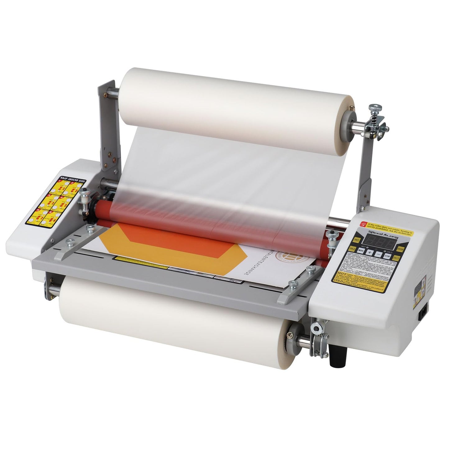 13.5" Laminator Machine High Speed Hot and Cold Roll Laminating Machine Single/Dual Sides with Digital Display for A3/A4 Paper Lamination, Speed Adjustable 3 Minute Warm-Up, 110V (Film not Included)
