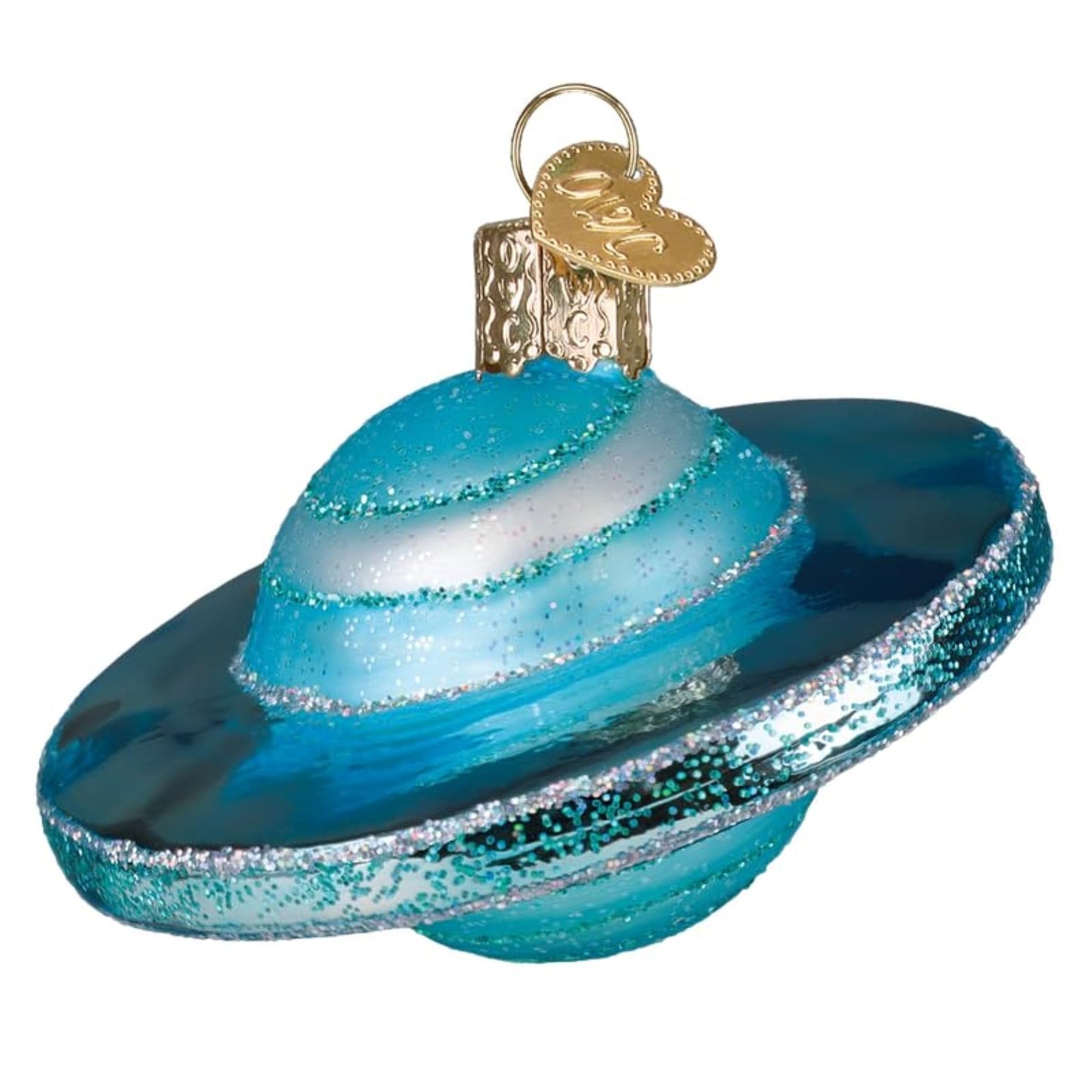 Old World Christmas Planet Uranus Glass Blown Ornament for Christmas Tree, Handcrafted Holiday Decoration, Outer Space Collection