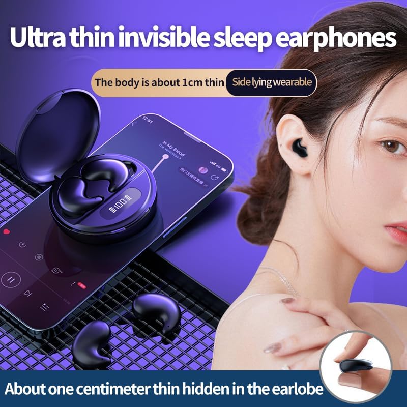 YLYHHFY 5.4 Wireless Bluetooth Sleep Earbuds in Ear Light-Weight Headphones Mini Sleep Headphones Small Design