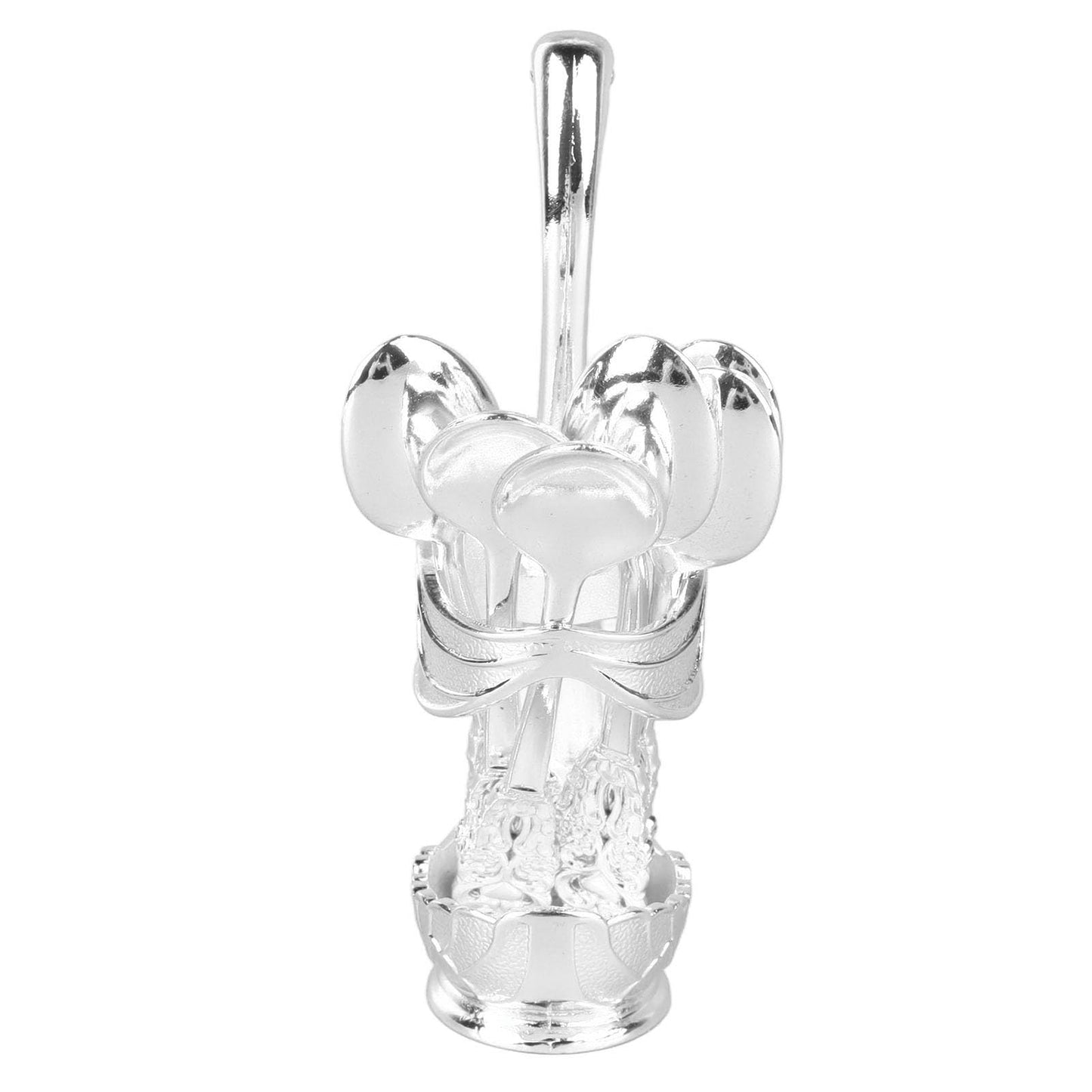 6pcs Coffee Spoon Holder, Elegant Swan Shaped Alloy Mirror Polish Spoon Rest for Tea Dessert Sugar, Silver Demitasse Spoons Included